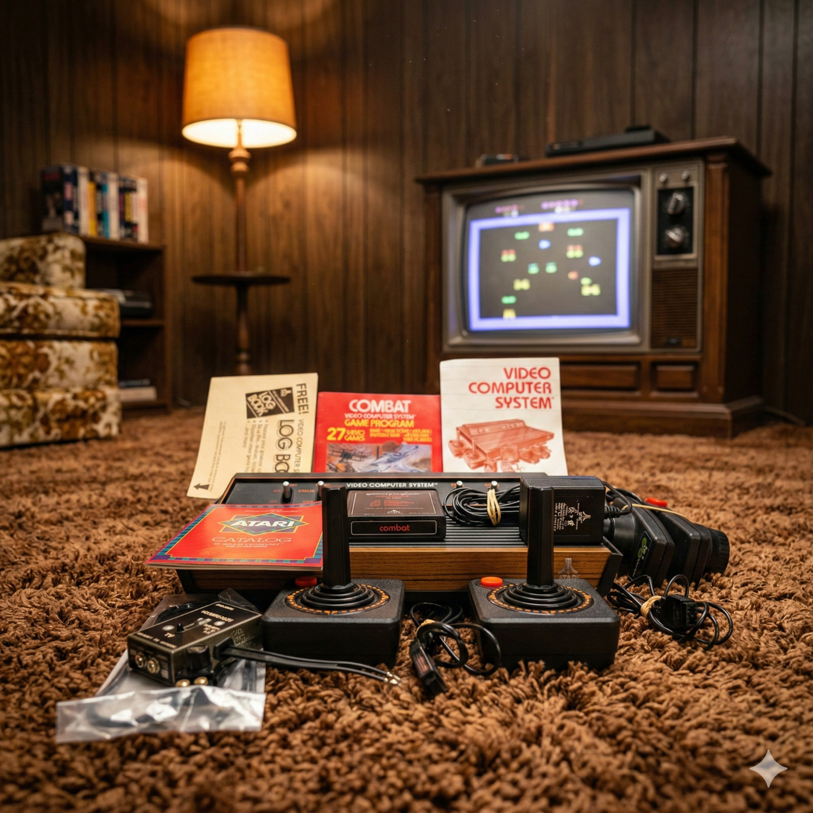 Atari 2600 VCS CX2600A 4 Switch Woodgrain Console Bundle Combat Game Paddles