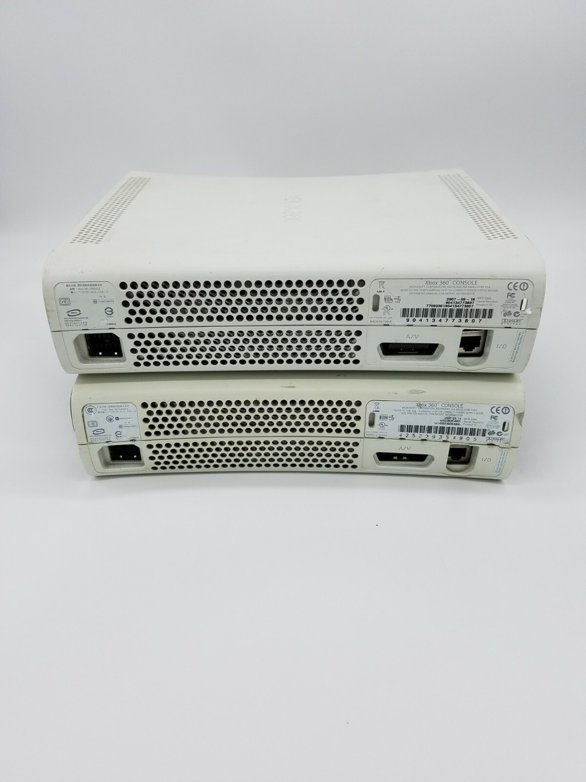 Microsoft Xbox 360 White Console 12V DC,16.5A ~ Lot Of 2 ~ FOR PARTS OR REPAIR