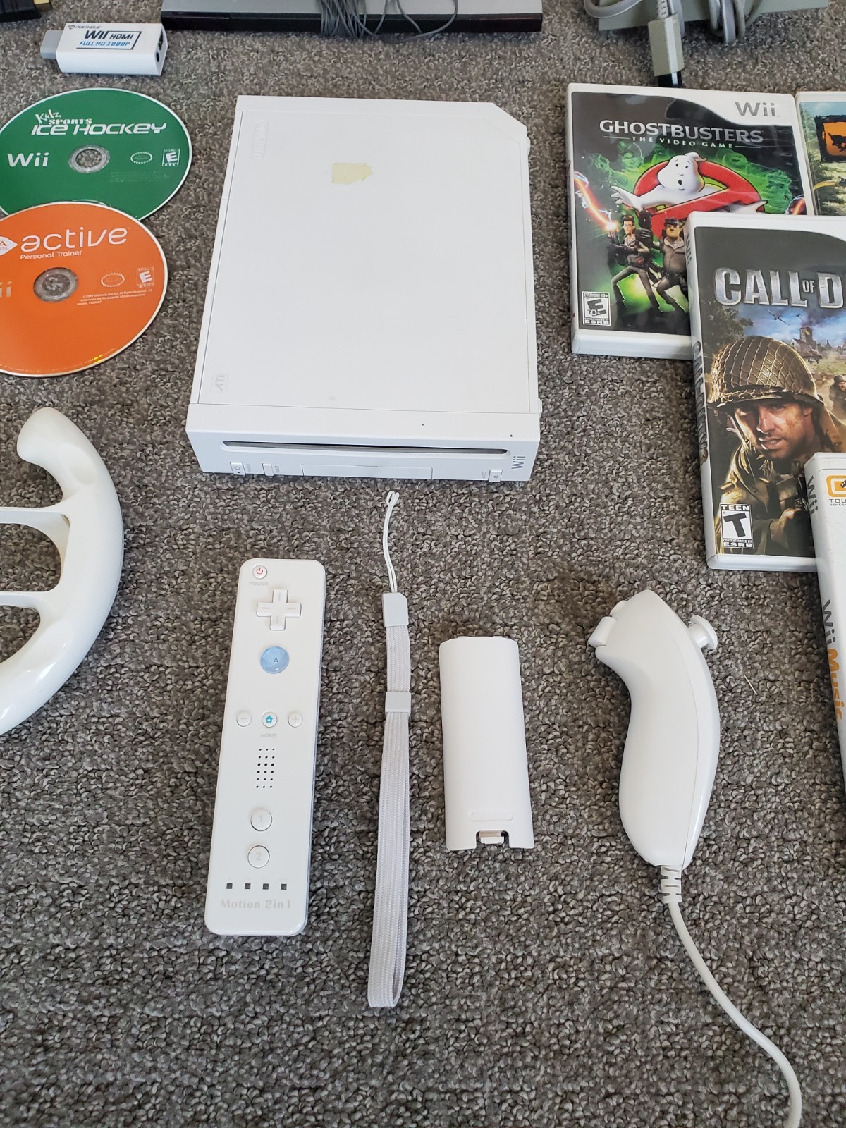 White Nintendo Wii Console System Bundle w/ 12 Games Controller TESETED – Ghostb