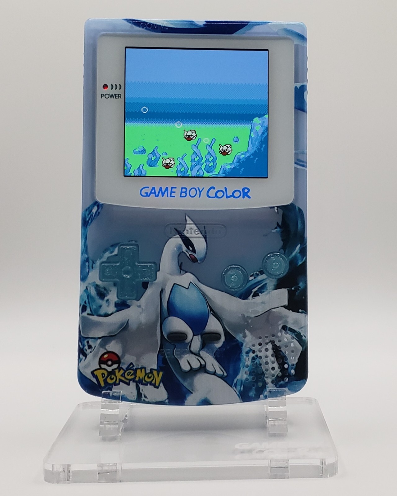 Laminated OLED Screen – Lugia Game Boy Color – New Speaker, Recapped, Silver