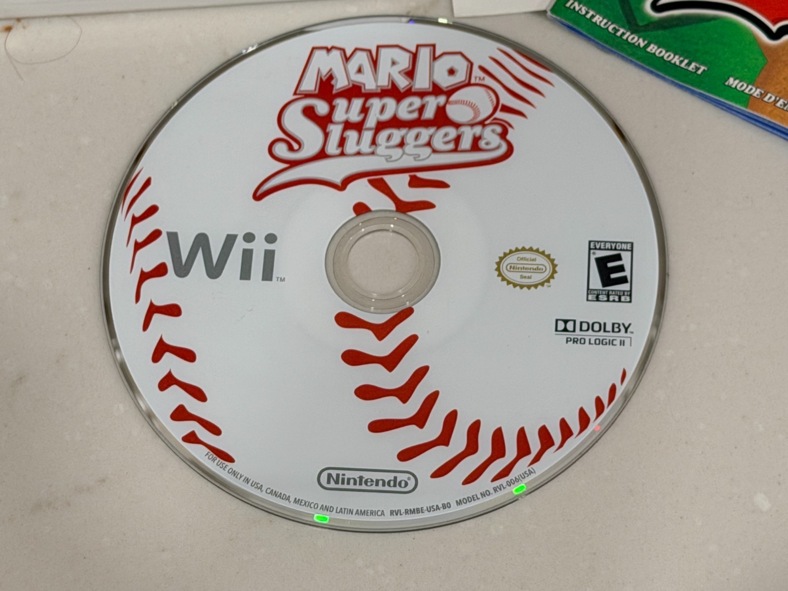Nintendo Wii Console with Wii Remote, Nunchuck, Wires, Super Mario Sluggers Game