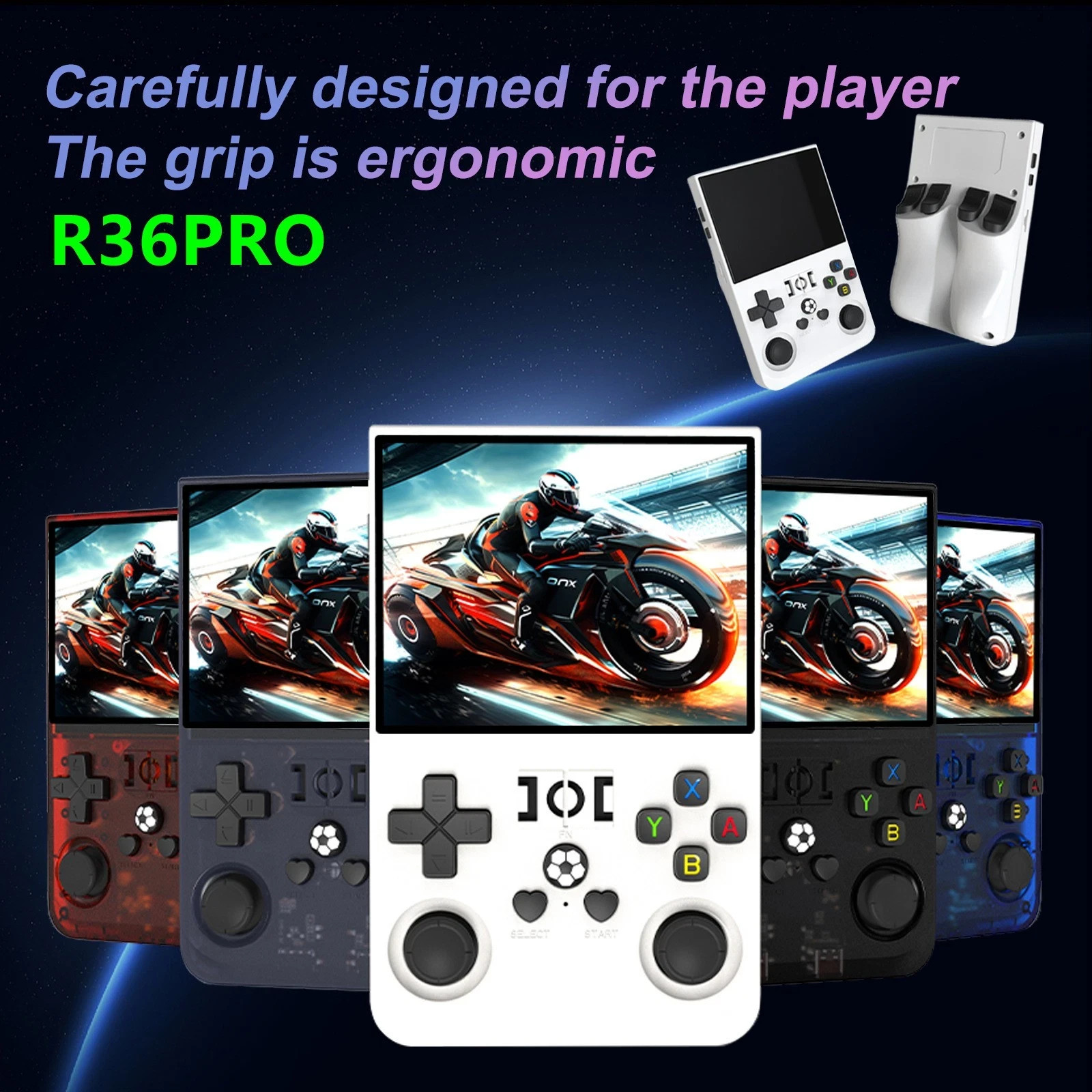 Gray R36 Max Handheld Game Console 3.5 Inch IPS Screen 20000+ Games Video Games
