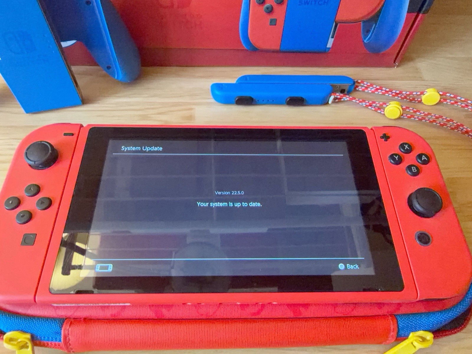 Nintendo Switch Mario Red & Blue Limited Edition Console 128 GB Mushroom SD Card