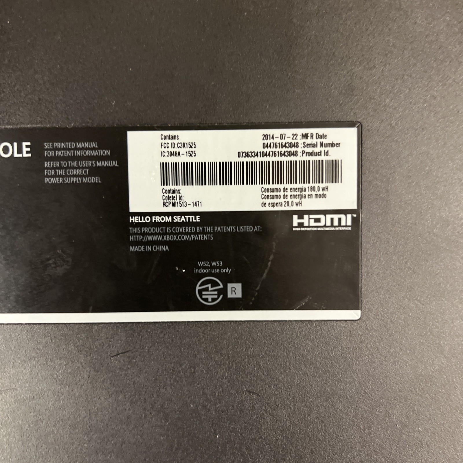 Microsoft Xbox One Console Only 500GB – Black 1540 Does Not Read Discs
