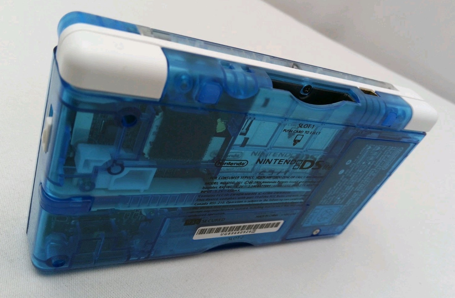 Nintendo DS Lite ReShell Clear Blue White Wave Print USB Cable Gameboy Advance