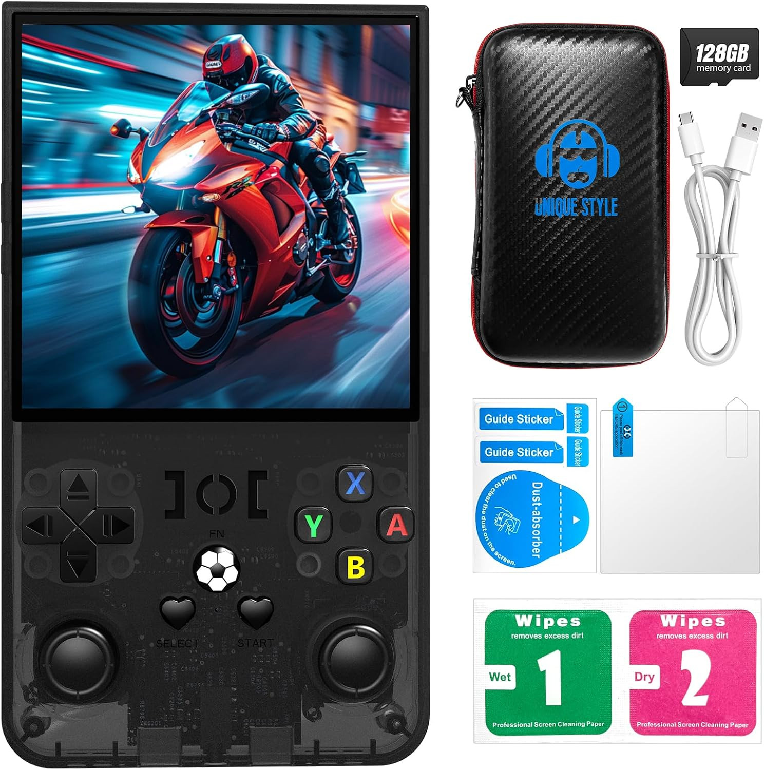 R36MAX Retro Handheld Game Console, 4.0 Inch 720X720 IPS Screen, 64GB Built-In 1