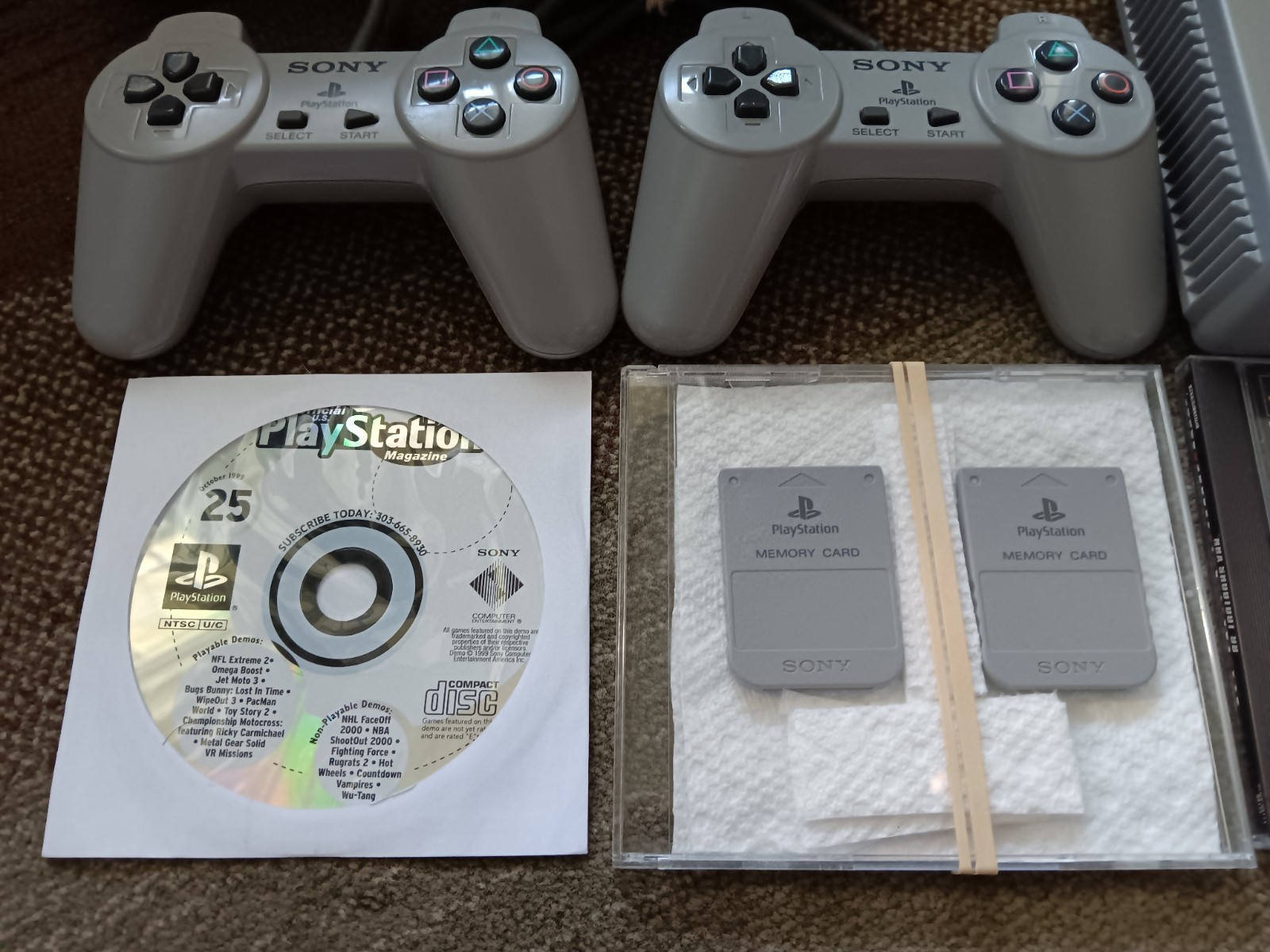 PlayStation PS1 Bundle: SCPH-7001, 3 Controllers, Multi Tap, Memory Cards, Games