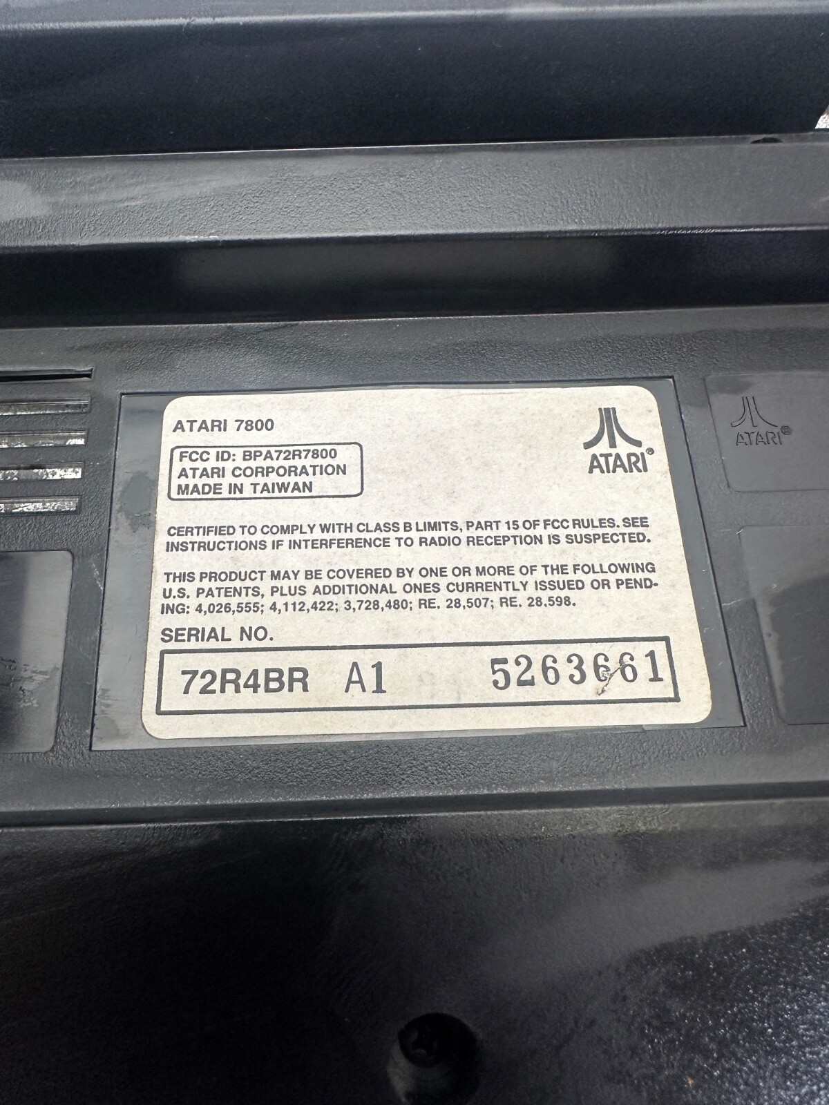 Atari 7800 Video Game Console, Controllers, – Uncleaned/Untested