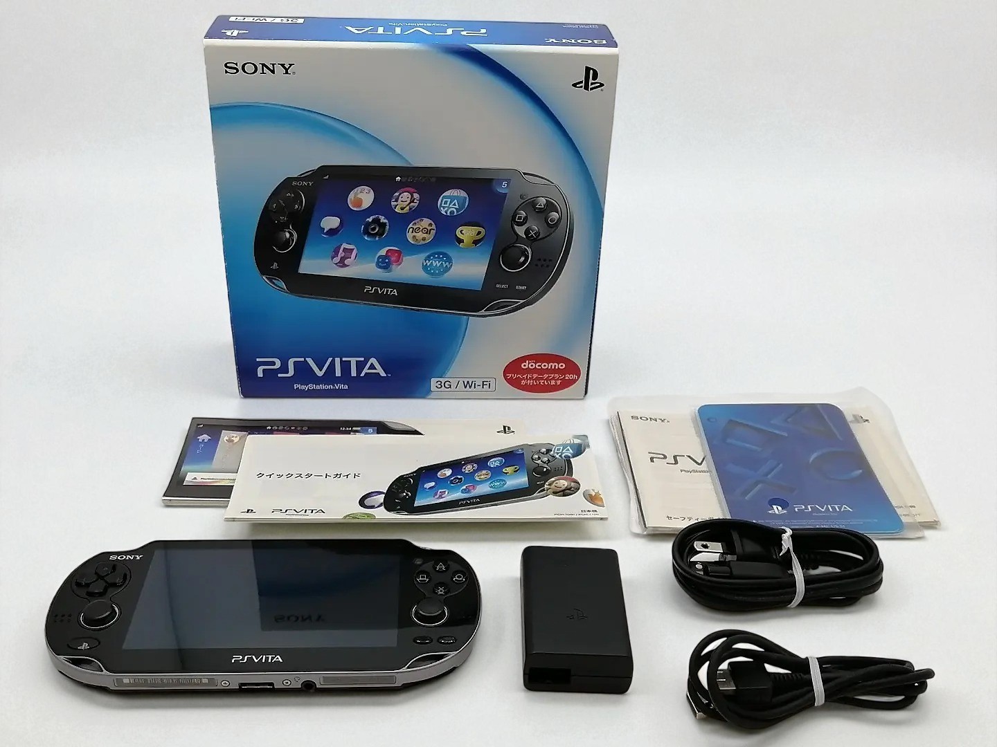 Sony PlayStation Vita 3G/Wi-Fi Crystal Black PCH-1100 Tested Used From JAPAN