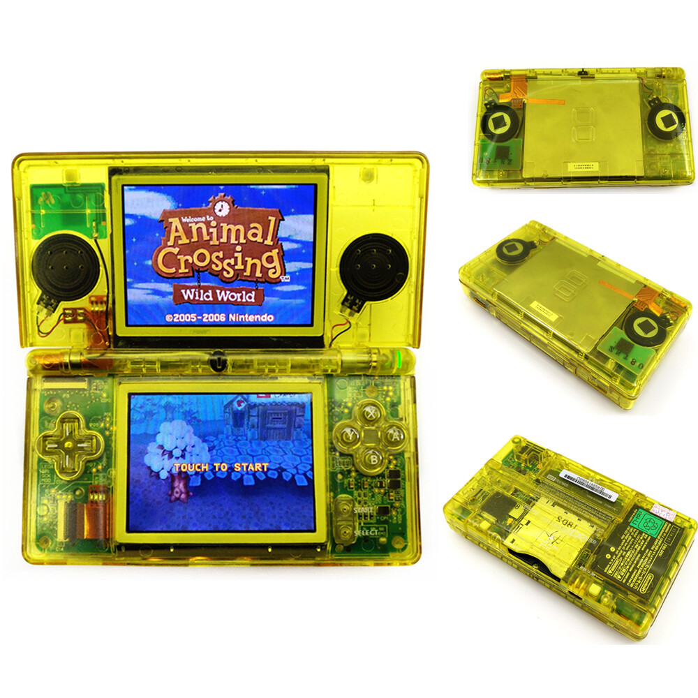 Retrofit Clear Yellow Nintendo DS Lite NDSL Video Game Console With Charger