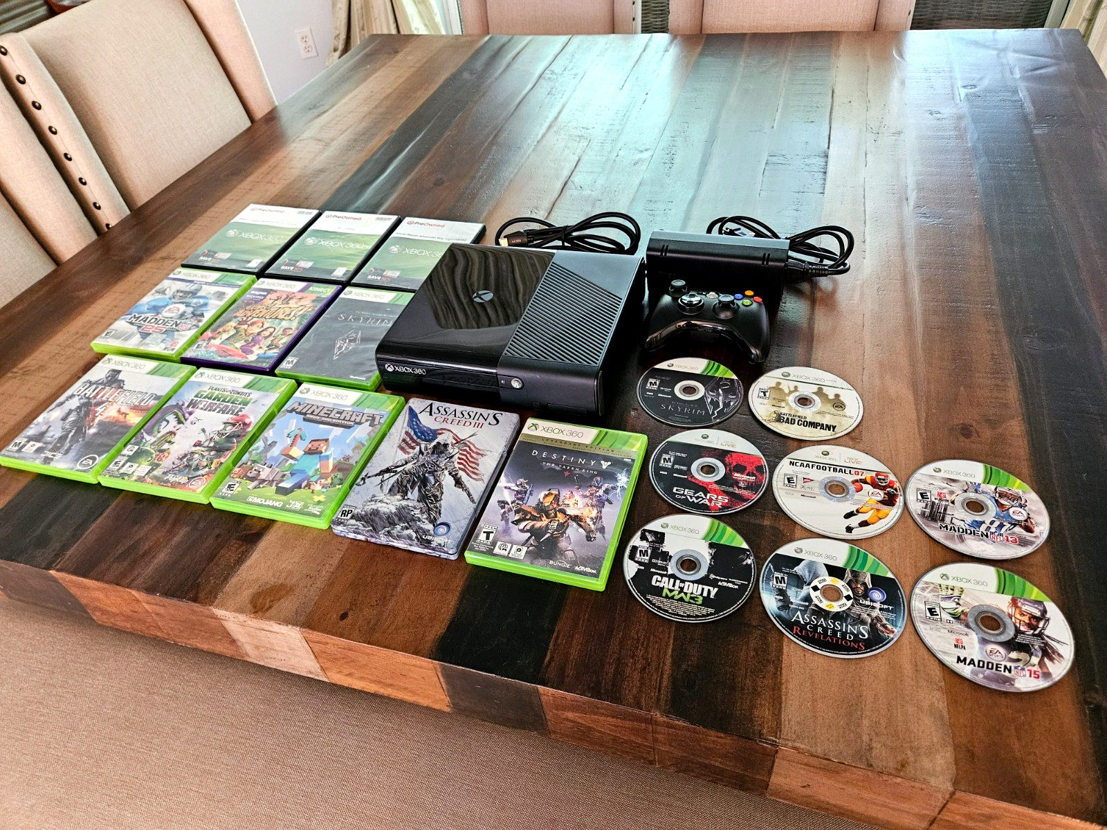 Microsoft Xbox 360 E 250GB Console + 19 Games, Controller, All Cables Lot Bundle