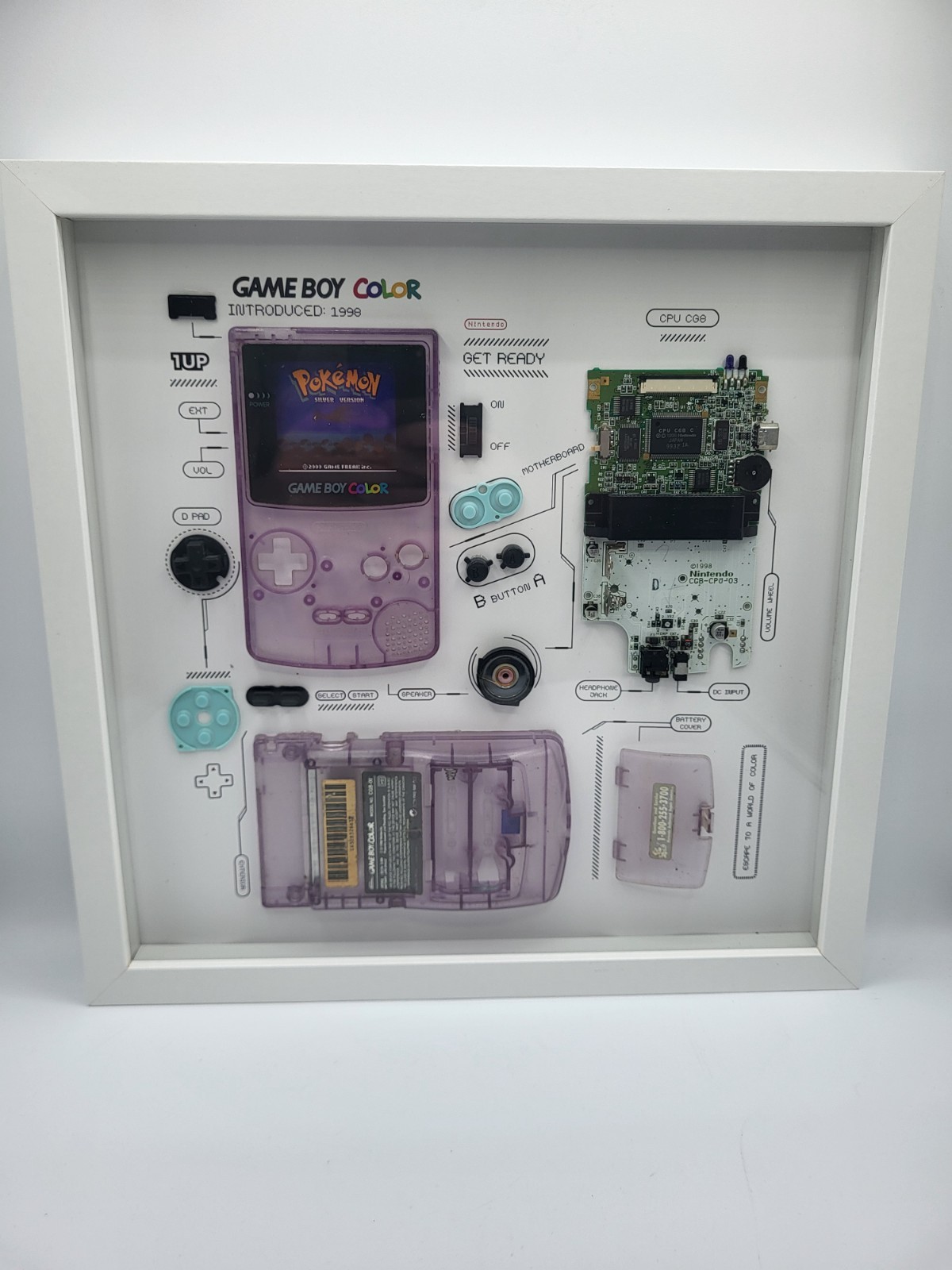 Atomic GameBoy Color Framed Teardown Artwork – Custom Made – Choose Your Frame!
