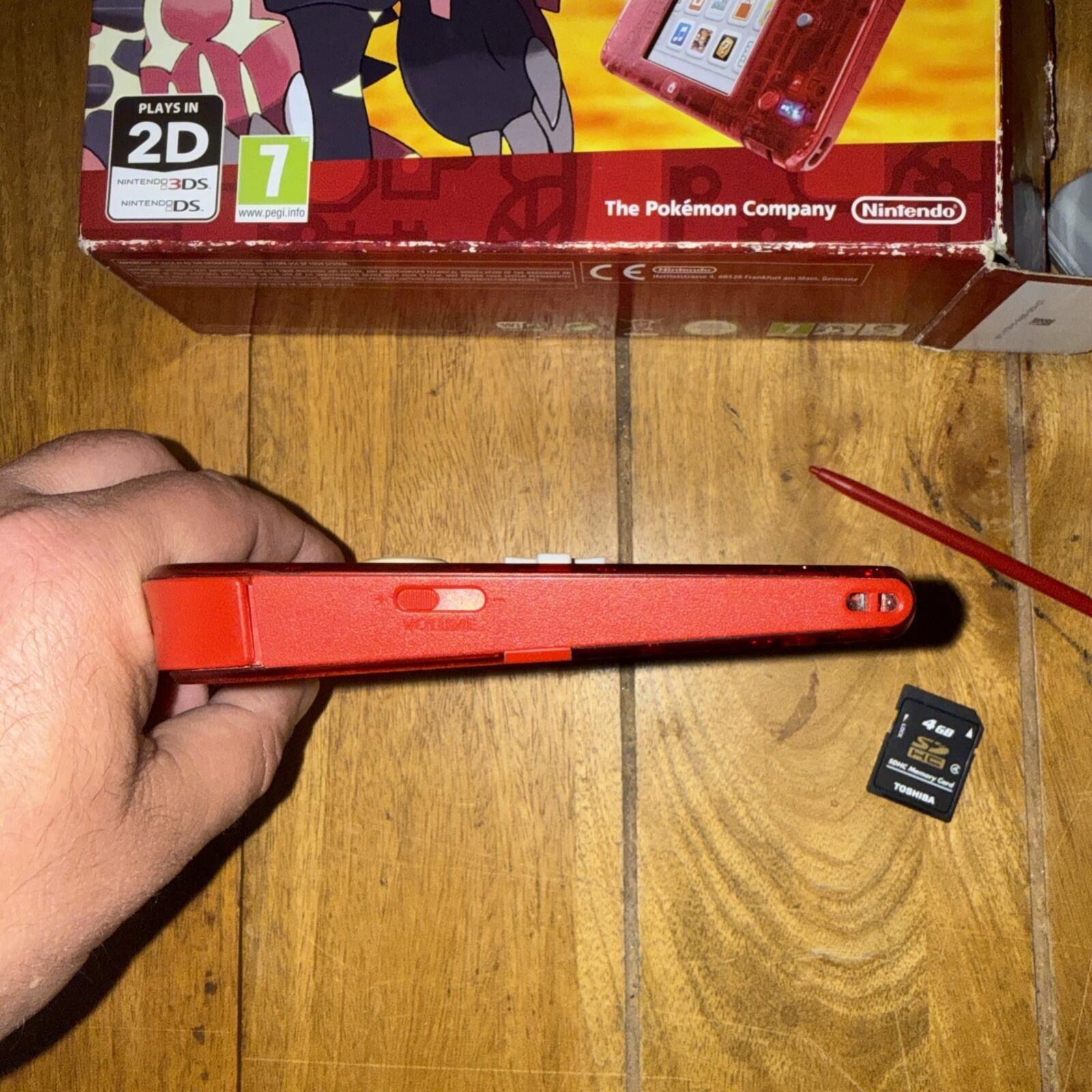 Nintendo 2DS Pokemon Red Handheld Console Clear Omega Ruby edition,rare boxed