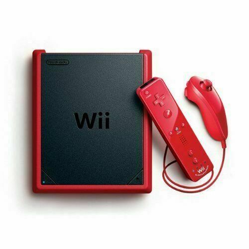 Nintendo Wii Mini 8GB Black/Red Video Game Console Cable W/ Super Mario Bros