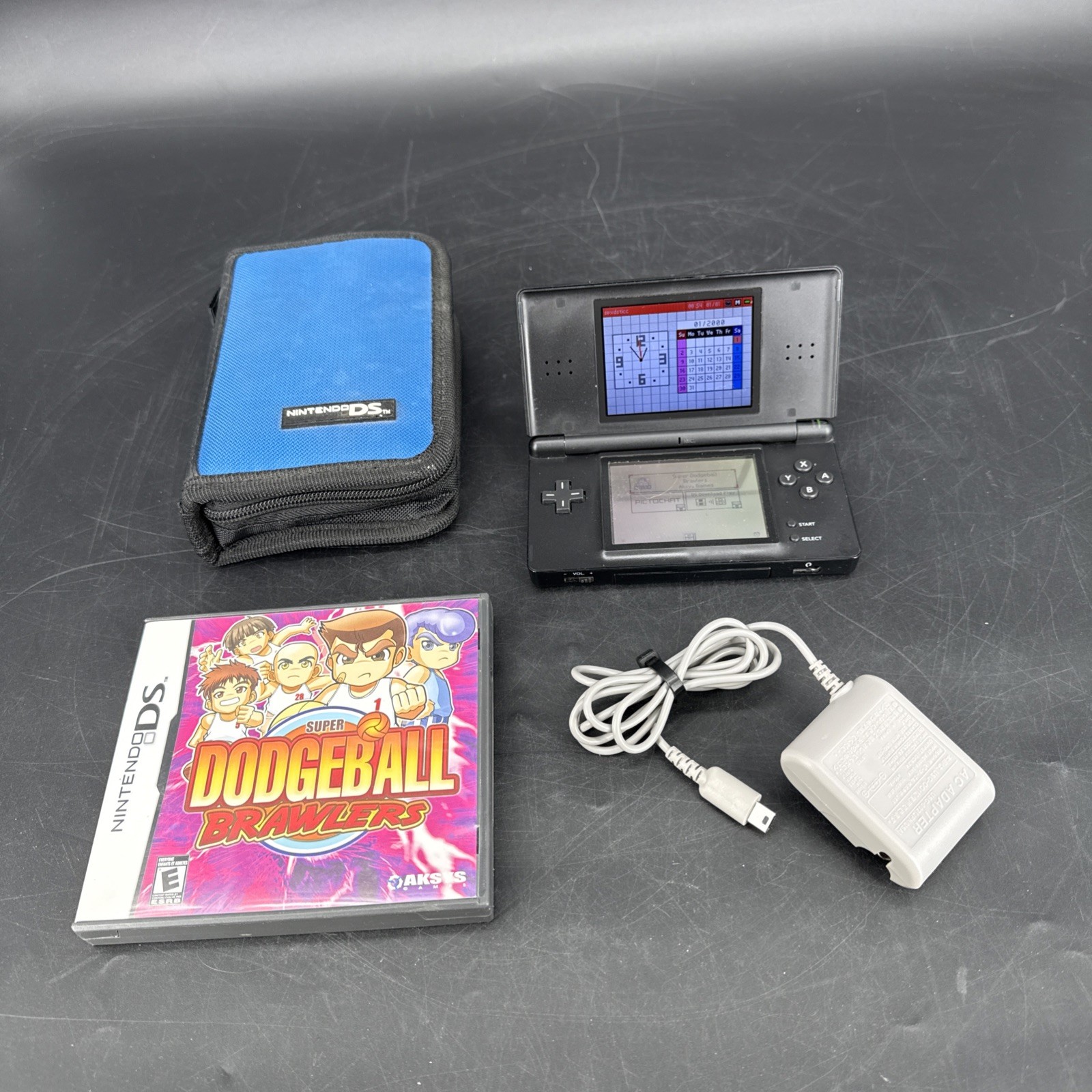 Nintendo DS Lite Black Handheld System (USG-001) w/ Dodgeball *TESTED* CLEAN!