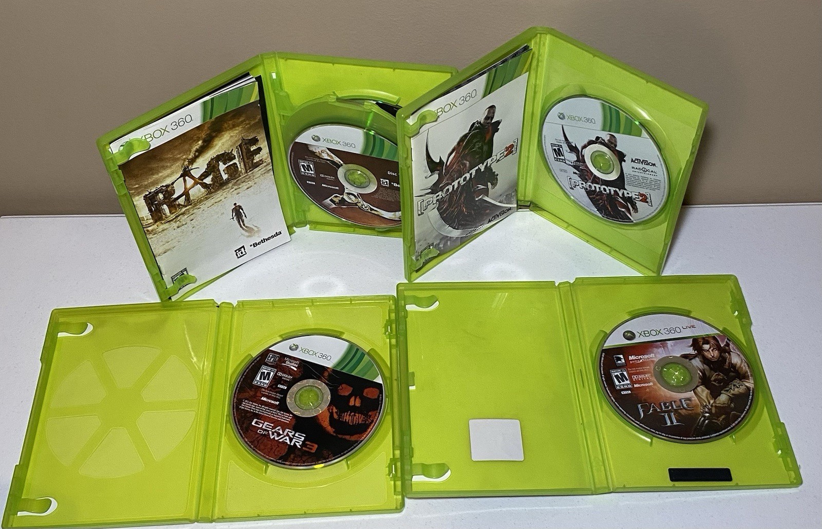 XBOX 360 Console Bundle 4 Games Power & AUX Cable Model 1439 No Controller