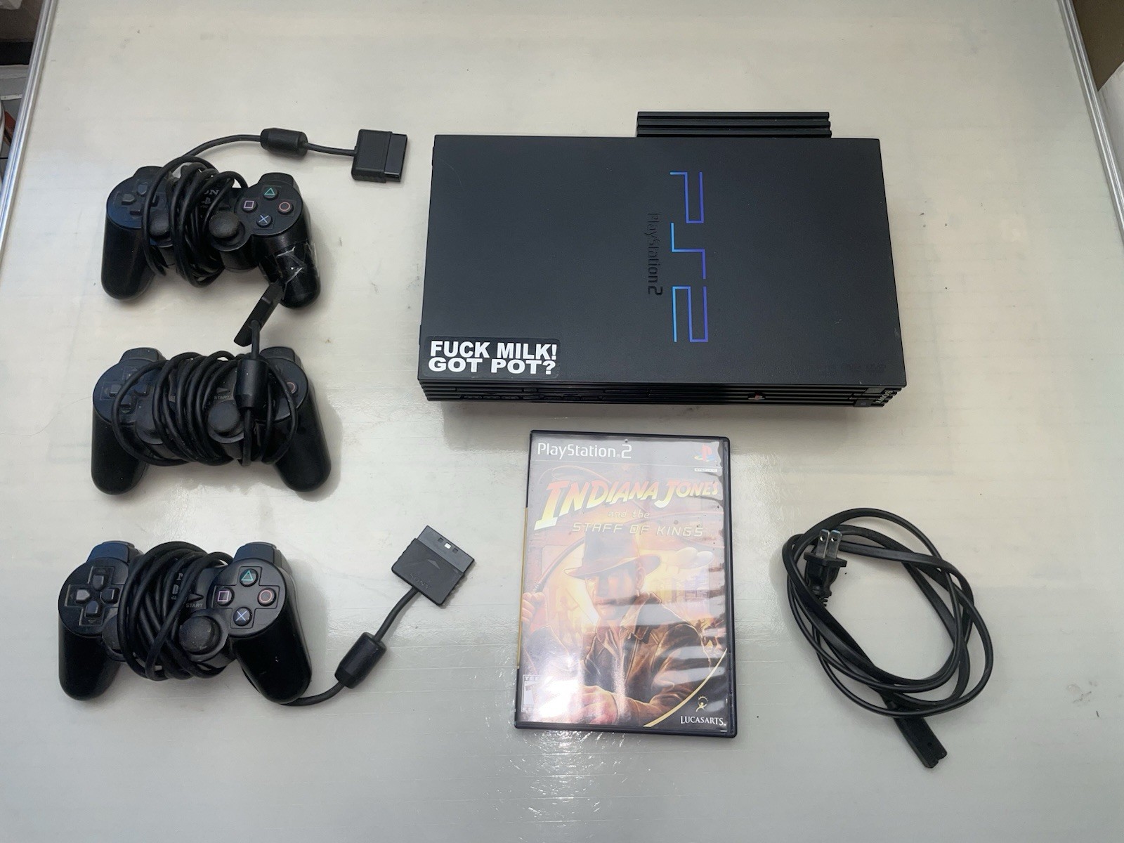 PlayStation 2 Console w/ Hdd2 Network Adapter + Controllers and Game