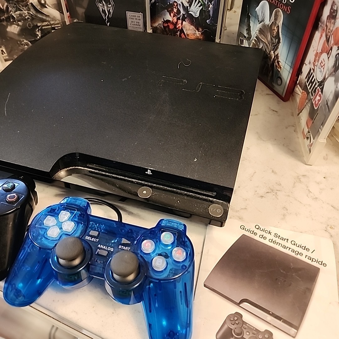 Sony PlayStation 3 PS3 Slim (CECH-2501B) Console + 2 Controllers 6 Games TESTED