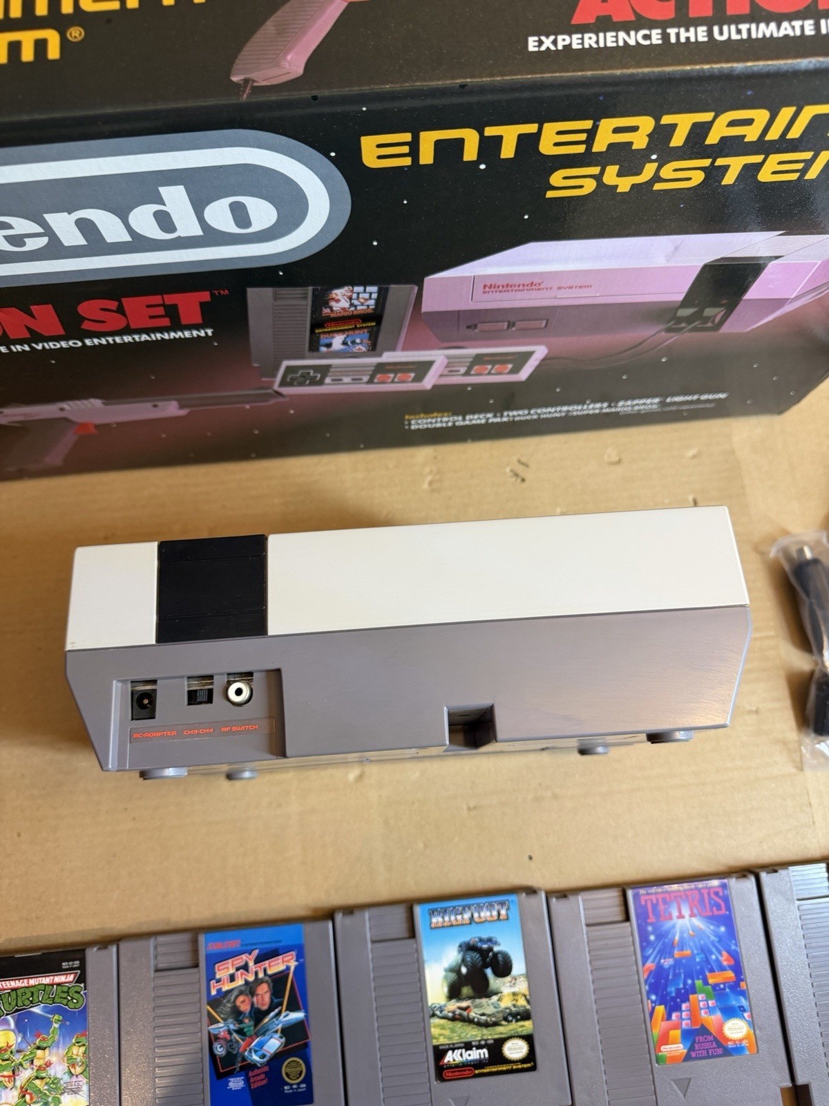 NES Action Set Box, Console, Adapter, 5 Games