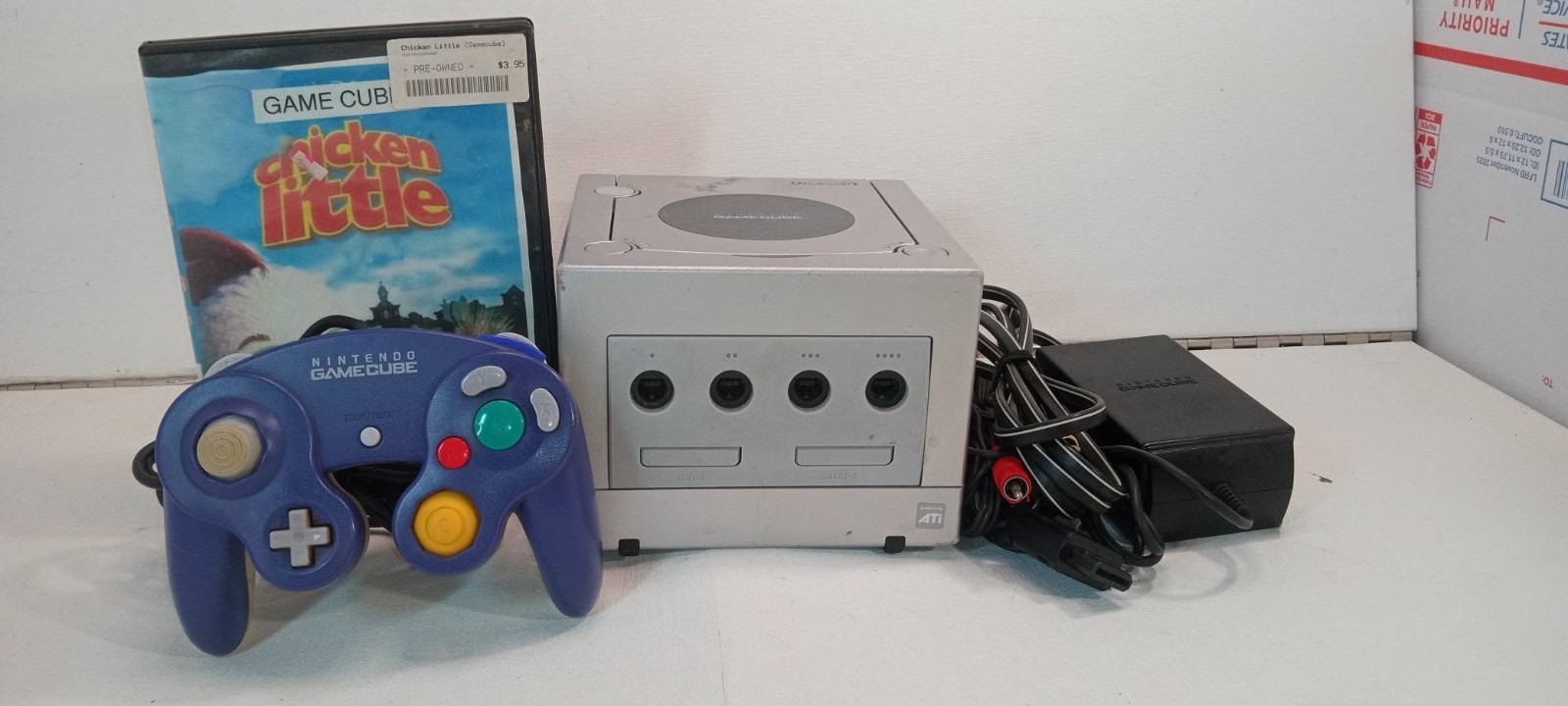 Nintendo GameCube Platinum Console – Silver dol-101 tested works controller/game
