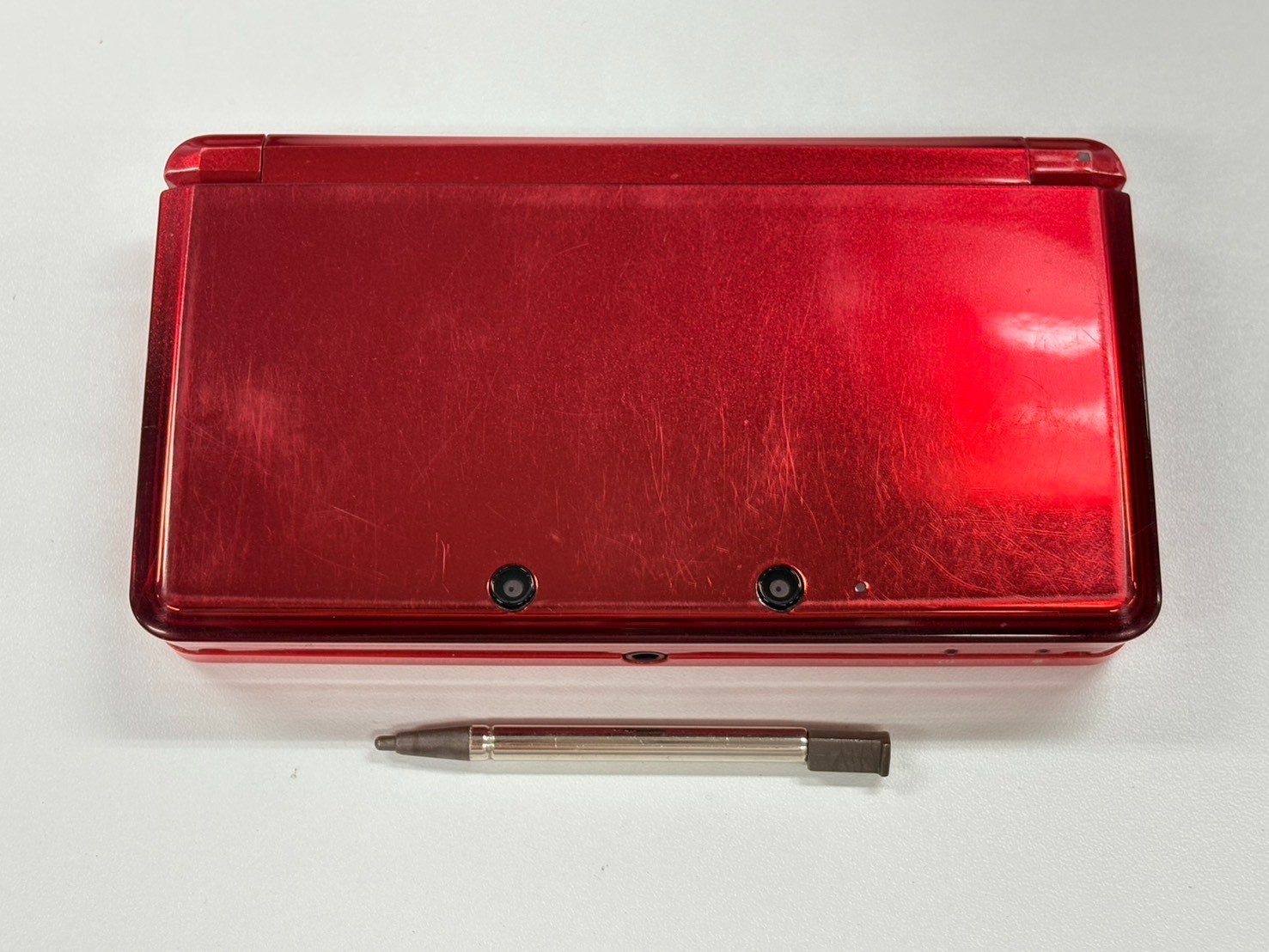 Nintendo 3DS Console Flare Red w/battery charegr (Good) B-8