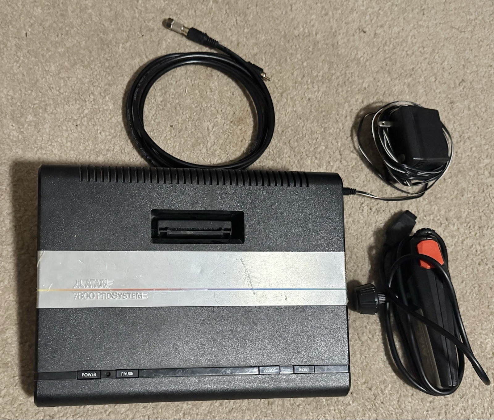 Atari 7800 Console W Controller Power Supply RCA Cable + RF TV Connector TESTED