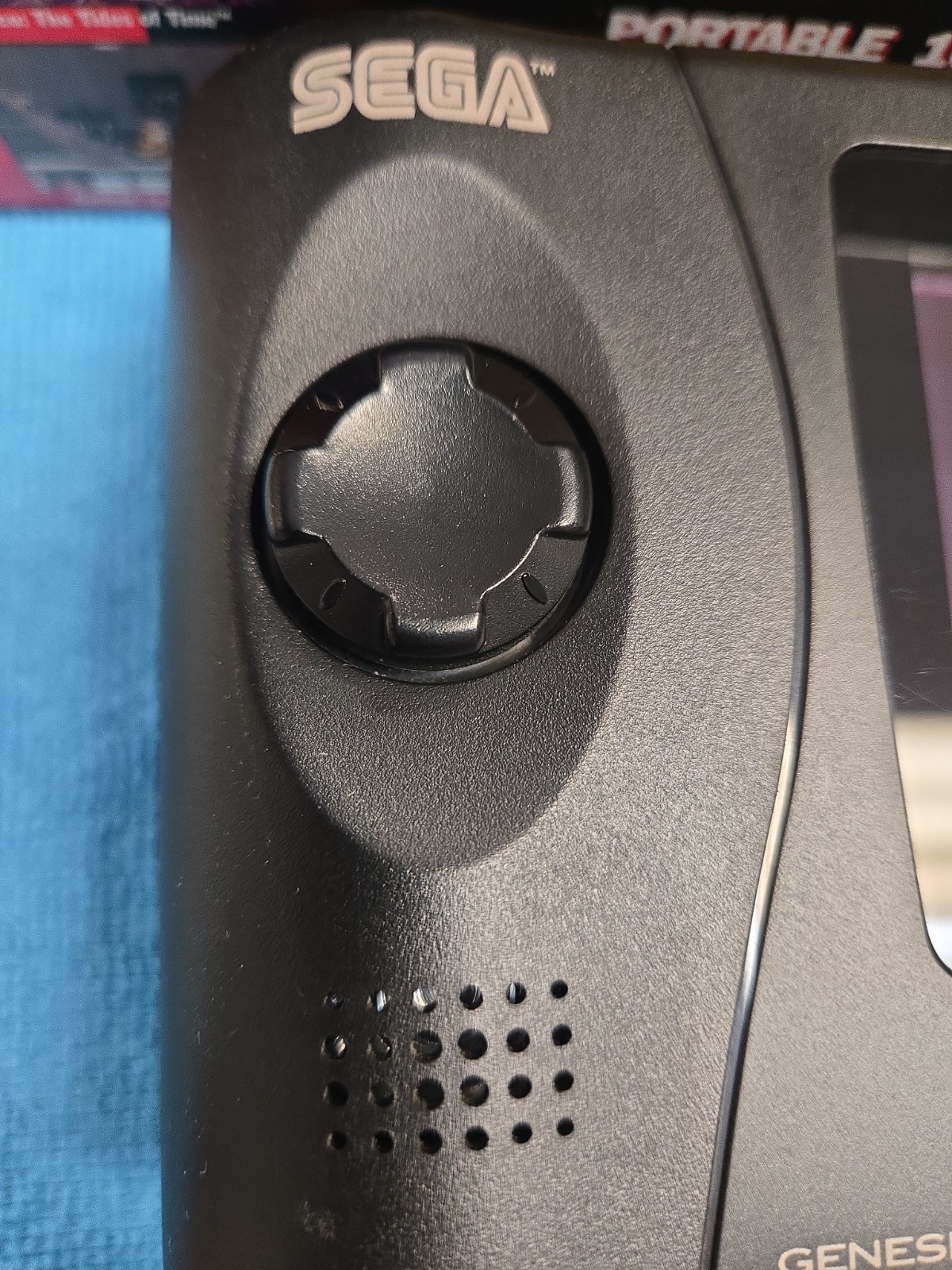 Sega Nomad Console. With Box (no inserts). A/C adaptor. Battery holder missing..