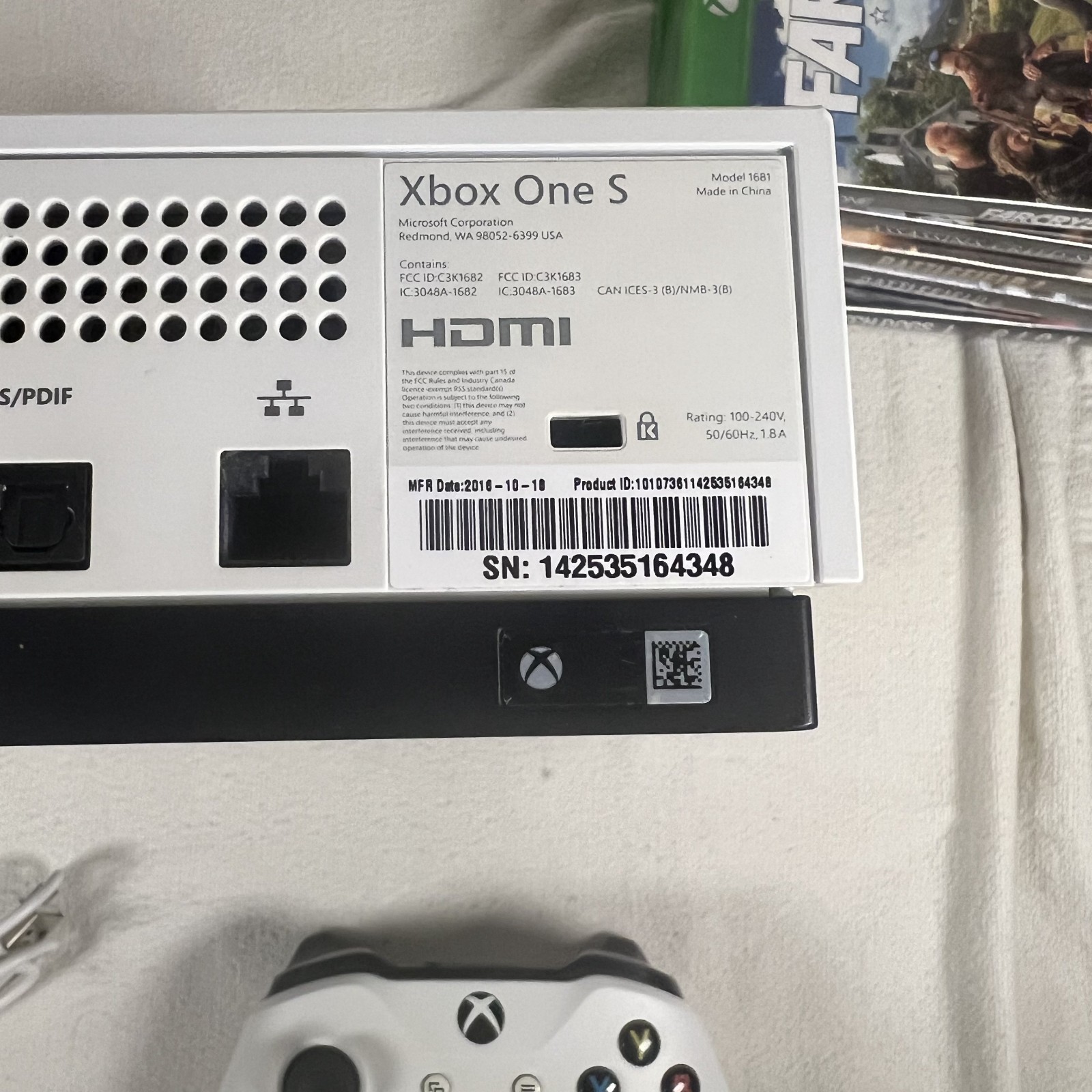 ​Xbox One S White Console Bundle Controller + 5 Games Tested & Working