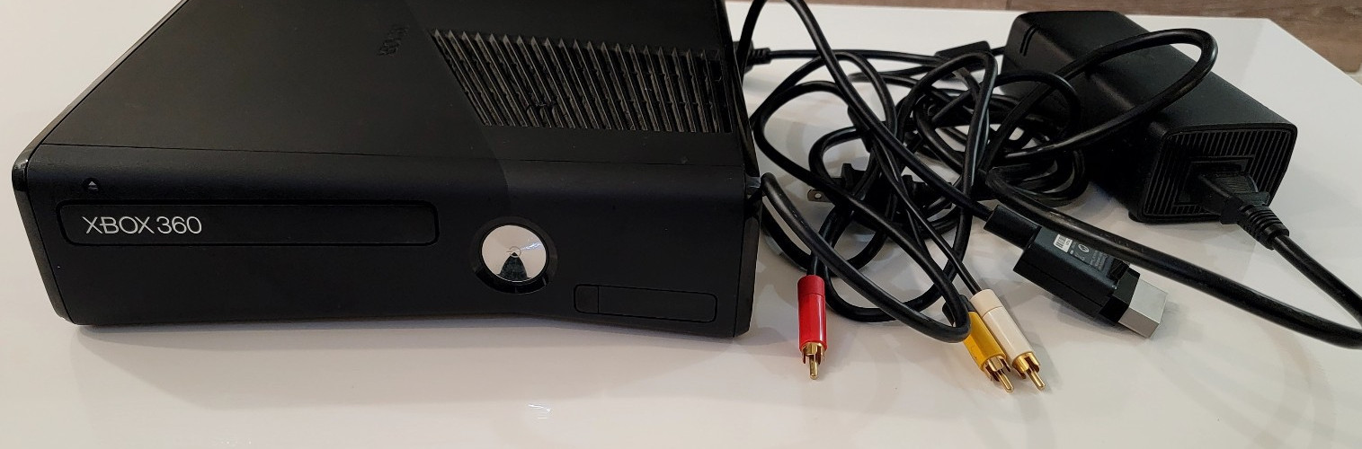 Official Microsoft Xbox 360 S Black Slim Console & Wired 750GB TESTED