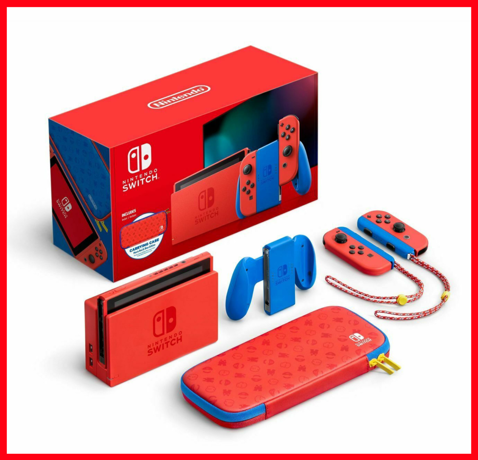 Nintendo Switch Mario Red & Blue Edition NIB Mario Case Red and Blue FREE SHIP !