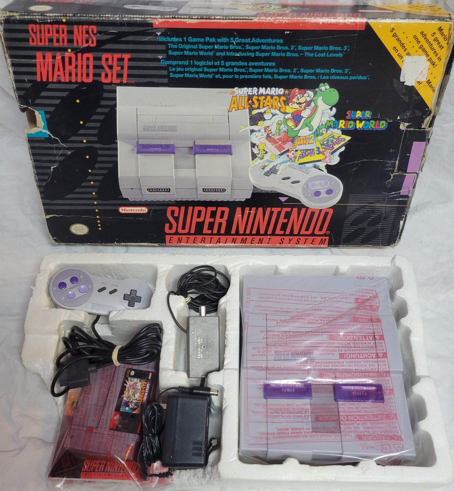 Super Nintendo ALL STARS EDITION Console – CIB FACTORY PLASTIC + 1 Controller