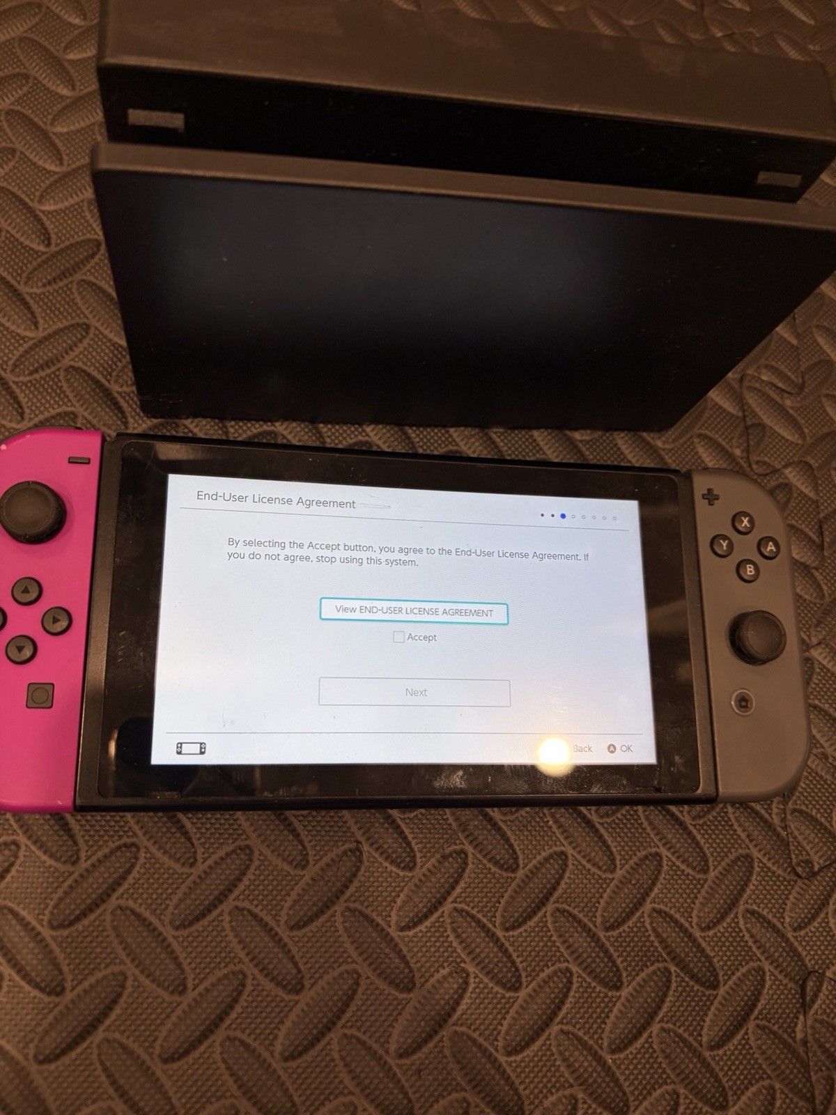 Nintendo Switch Game Console Purple Black Controller w/ Dock Only No Cords