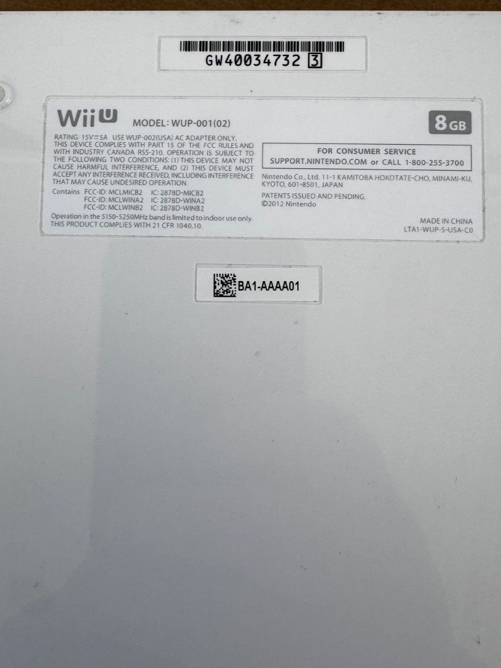 Nintendo Wii U 8GB Console Bundle – White (Model WUPSWAAB) – Tested & Working