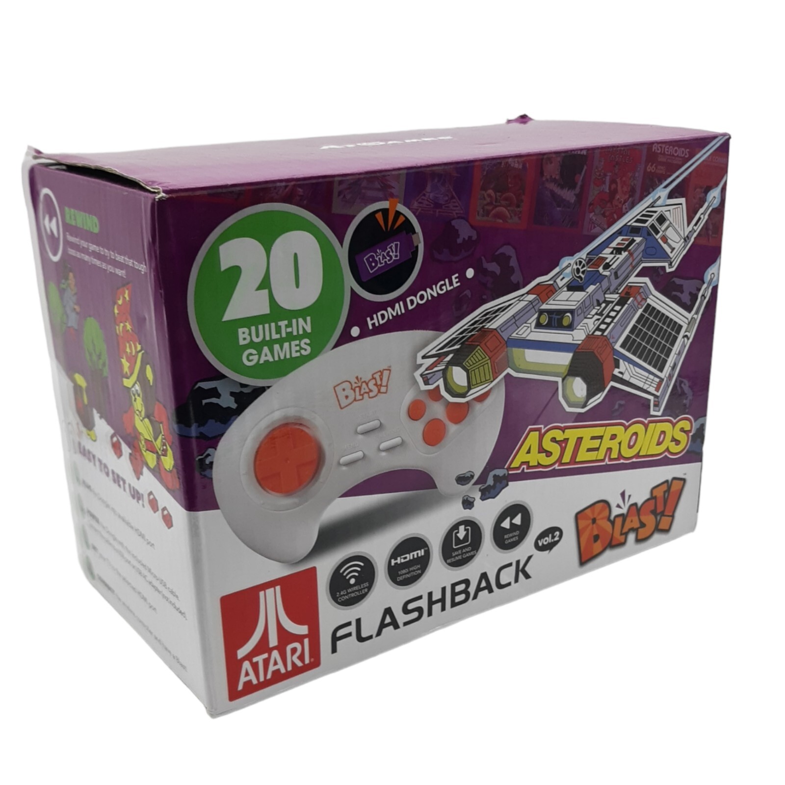 Atari Flashback Vol 2 Blast 20 Built-In Games HDMI Dongle NO Micro-USB Cable