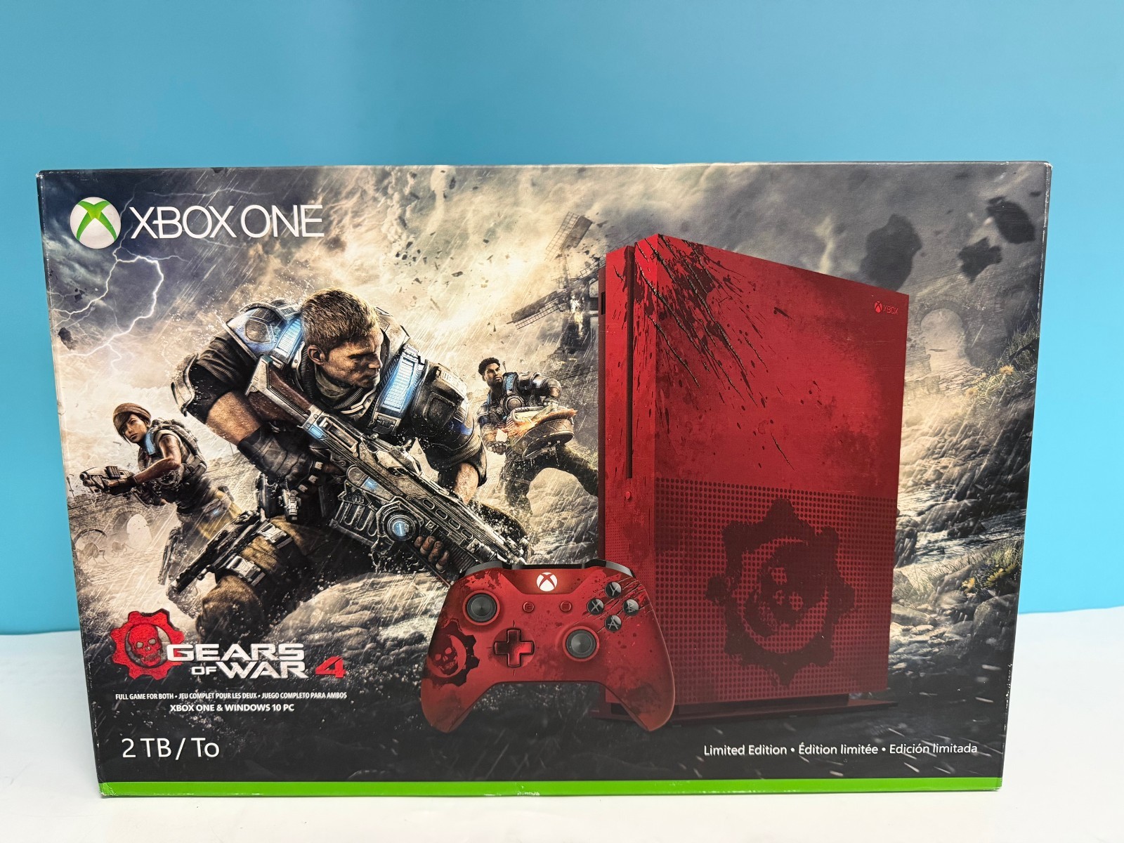 NEW Microsoft Xbox One S Gears of War 4 Limited Edition 2 TB Crimson Red Console