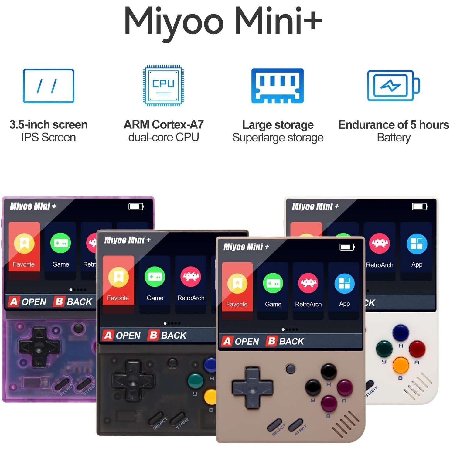 Miyoo Mini Plus Handheld White Game Console Retro Video Game Console 128GB WiFi