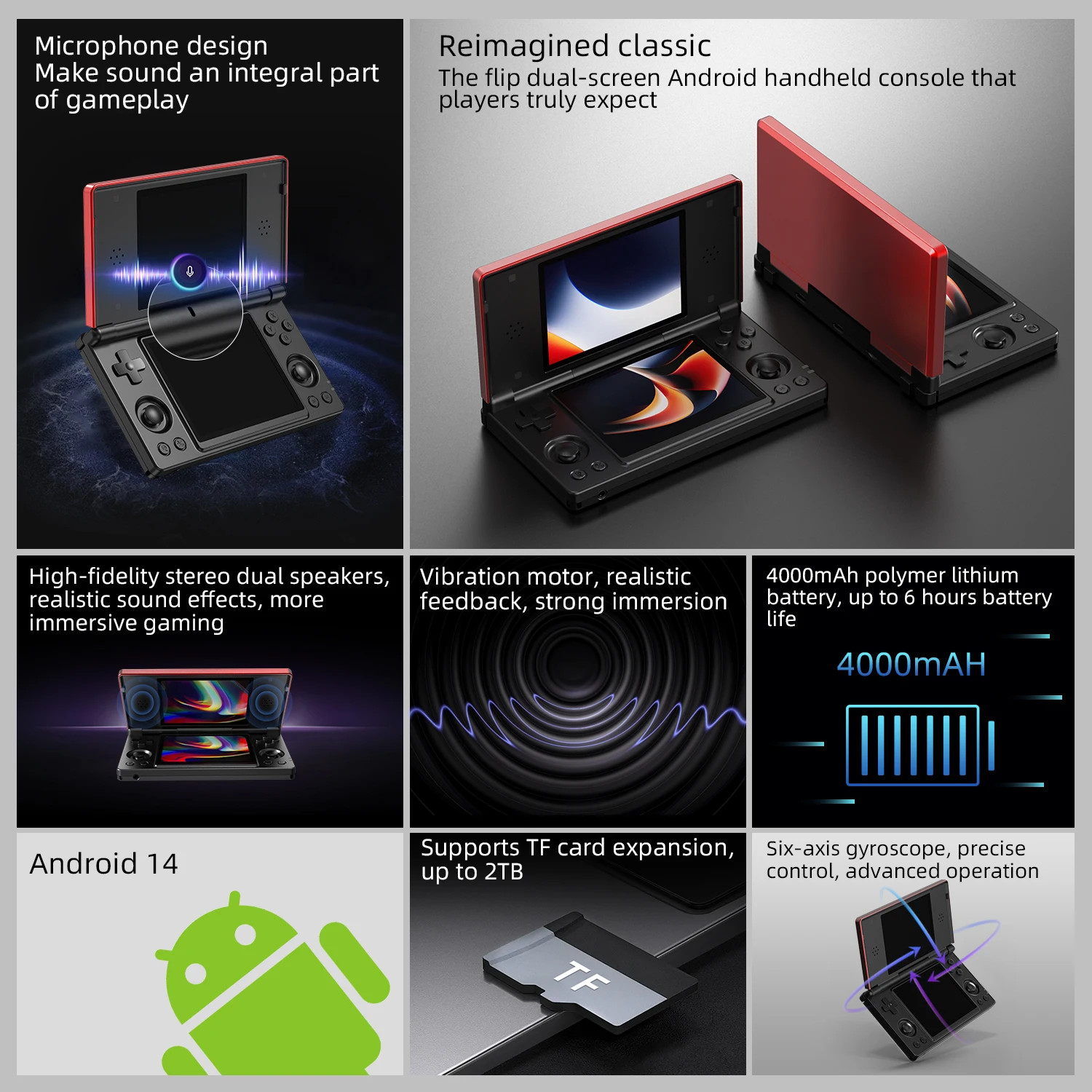 Anbernic RG DS Android Handheld, 4″ IPS Dual Screen, WiFi