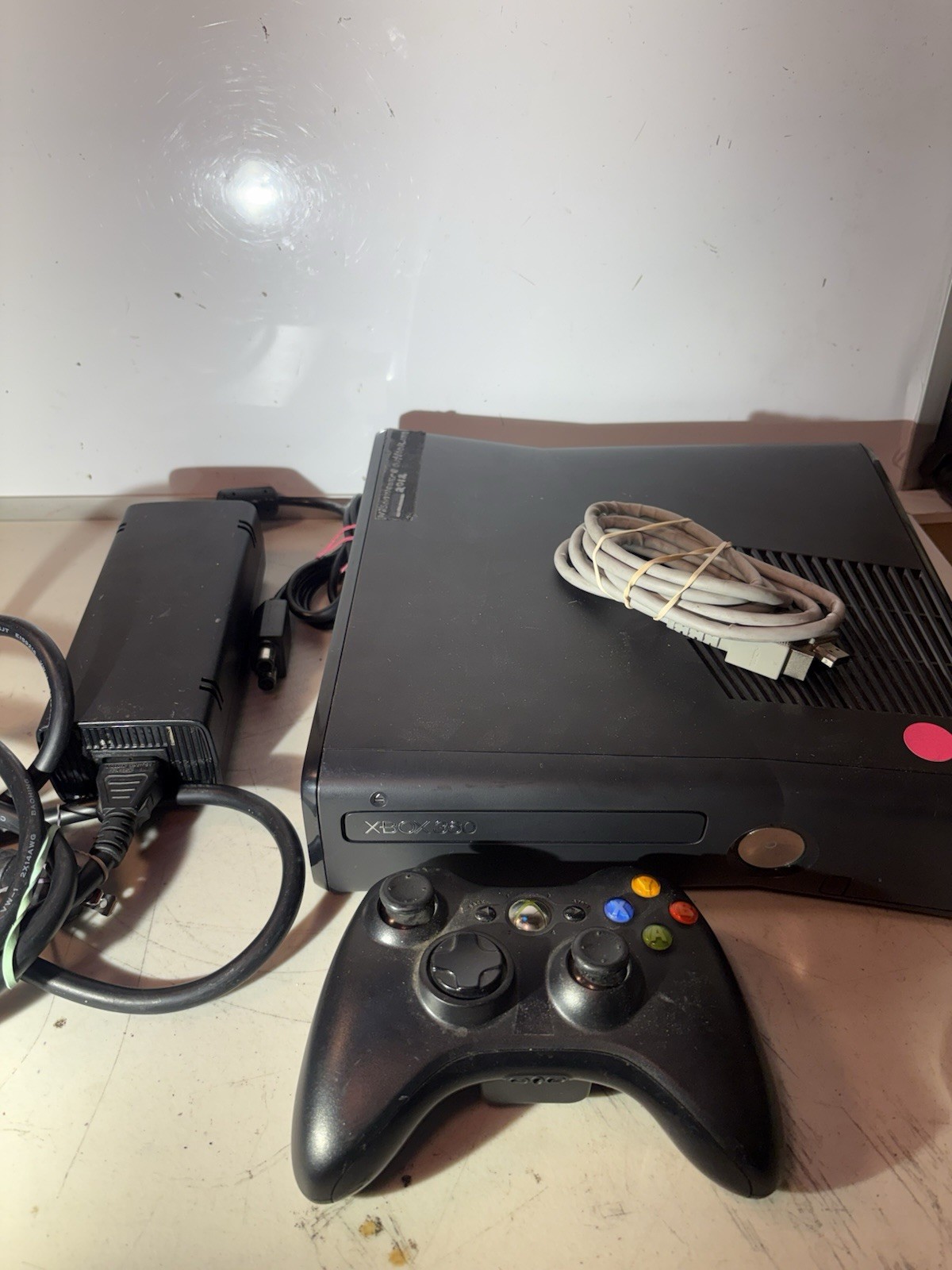 Xbox 360 1439 Matte Black Console W Cables/Controller NO Hard Drive Tested