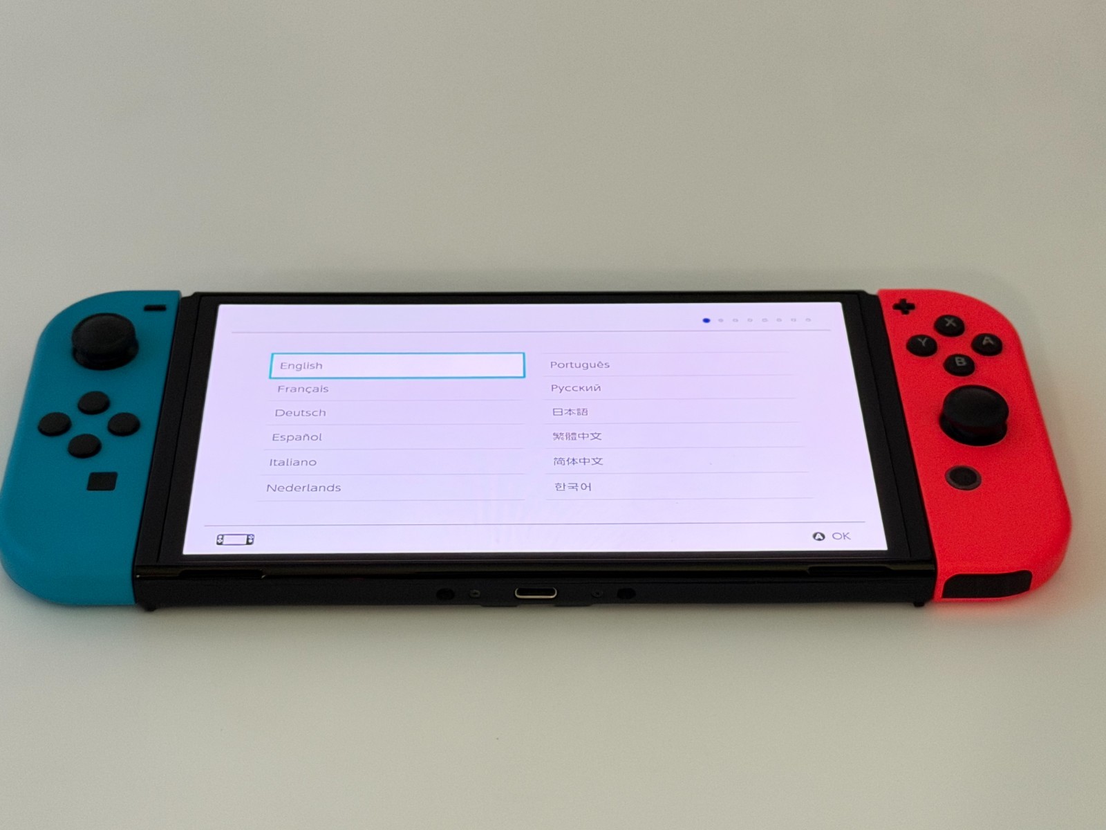 Nintendo Switch OLED System Bundle w/Neon Blue & Red Joy-Cons Tested