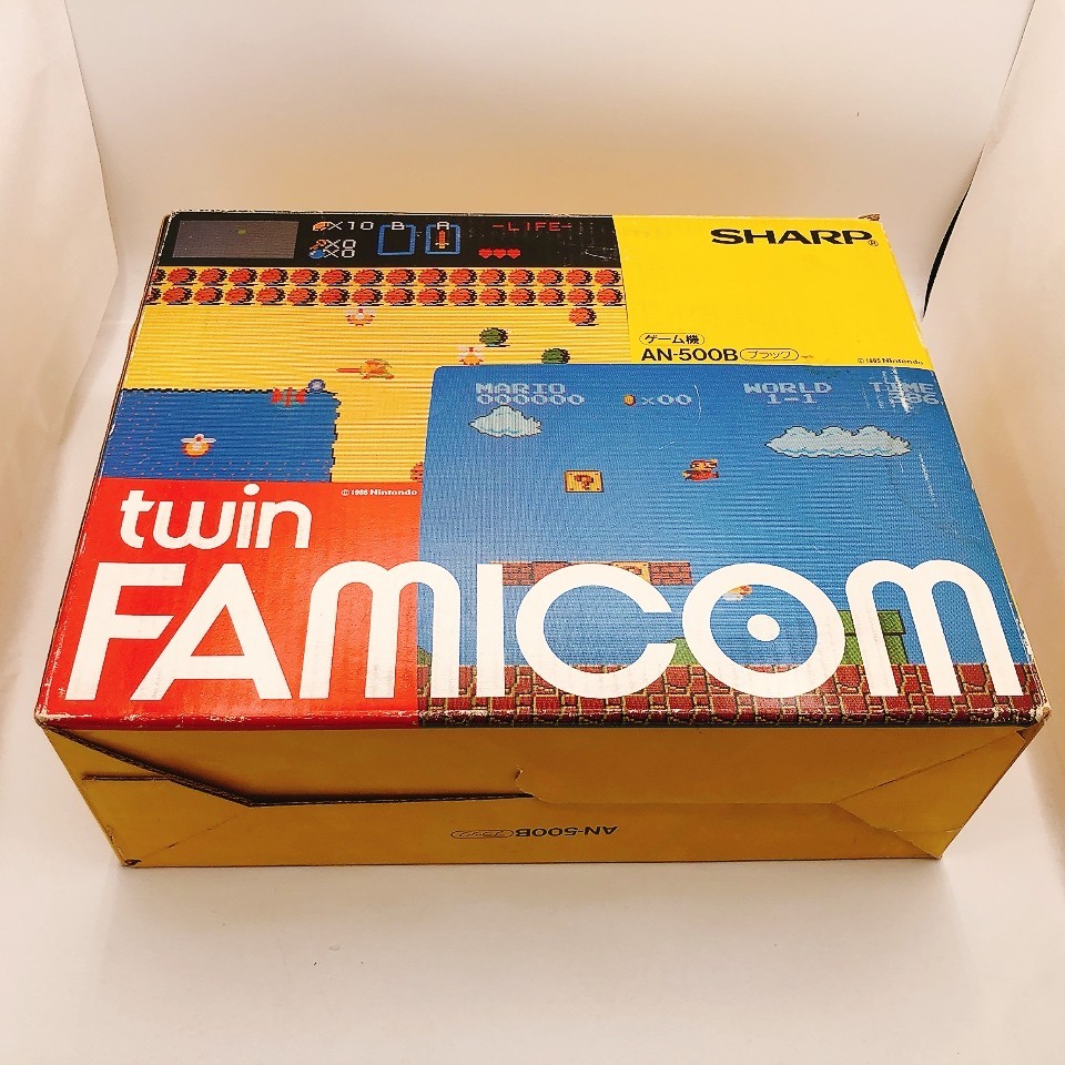 Sharp Twin Famicom Console System Black New Belt AN-500B Box Japanese Tested