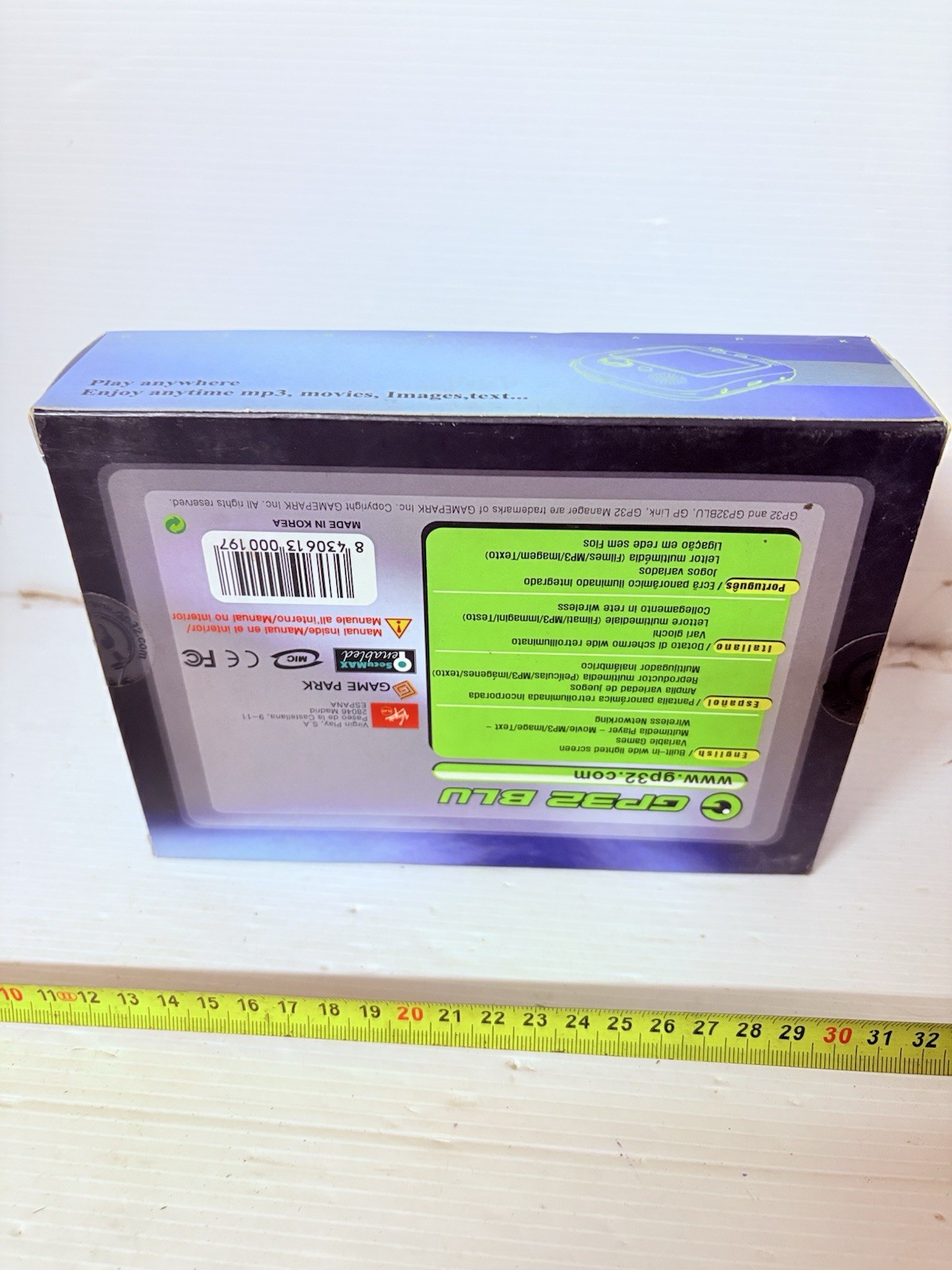Gp32 Blue Game Park Portable Console New Condition!!! NEW