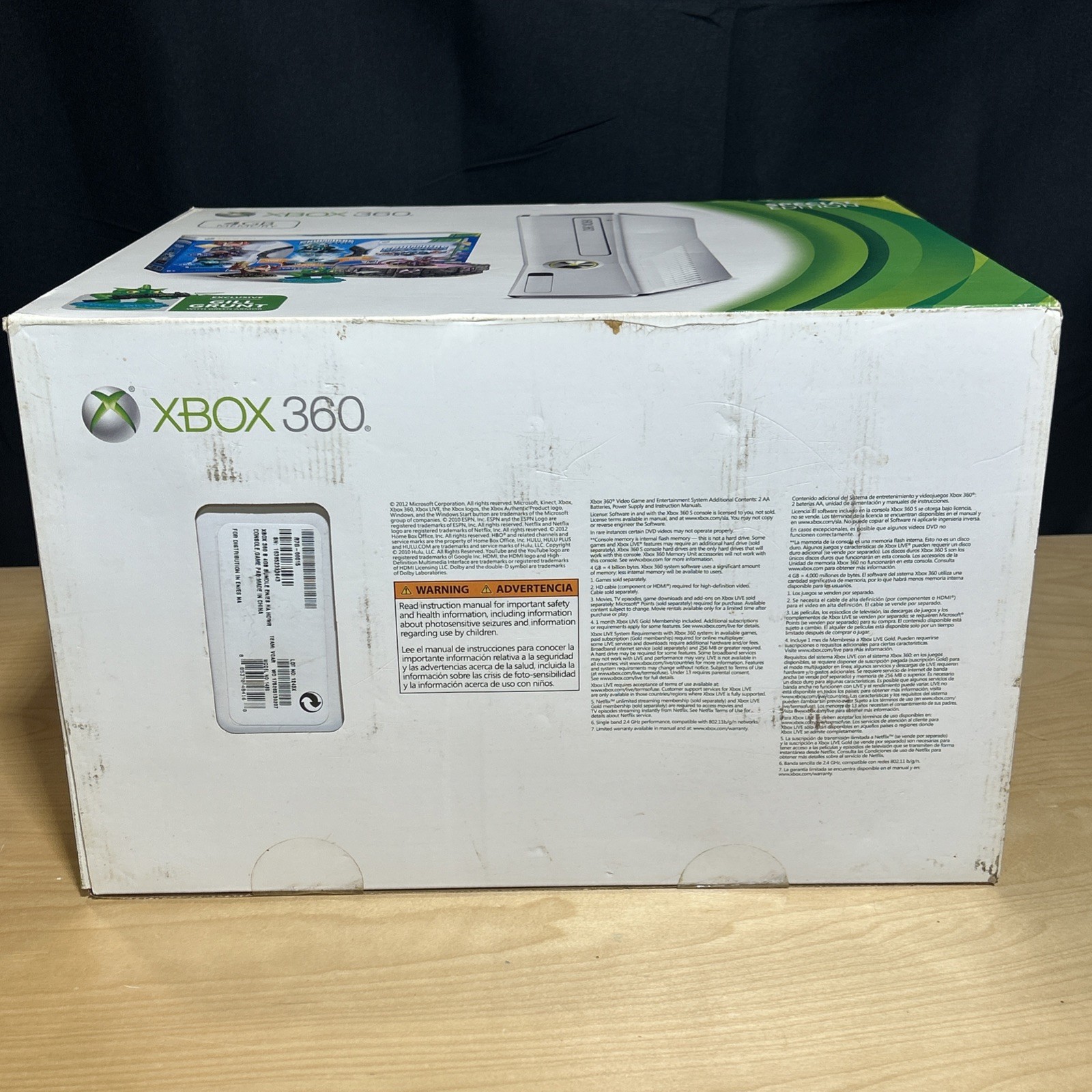 2012 Microsoft Xbox 360 Slim 4GB White Console Skylanders Bundle New OPEN BOX