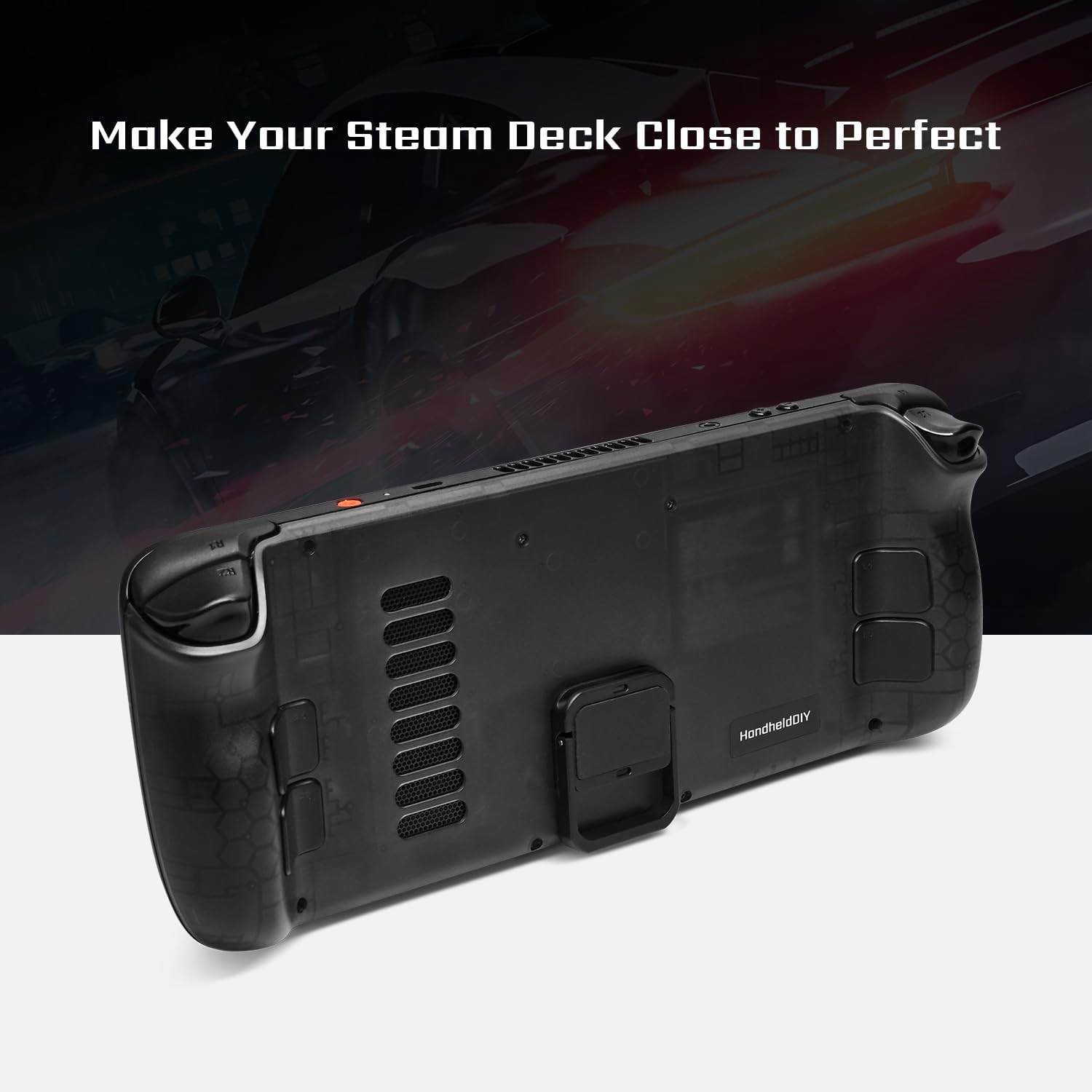 Translucent Cooling Modcase for Steam Deck LCD/OLED with Adjustable Kickstand