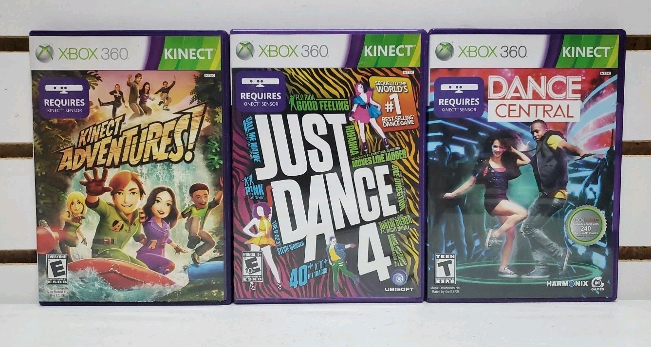 Xbox 360 Kinect Sensor Bar Bundle w/Games – Tested & Works – Lot #13 *READ*