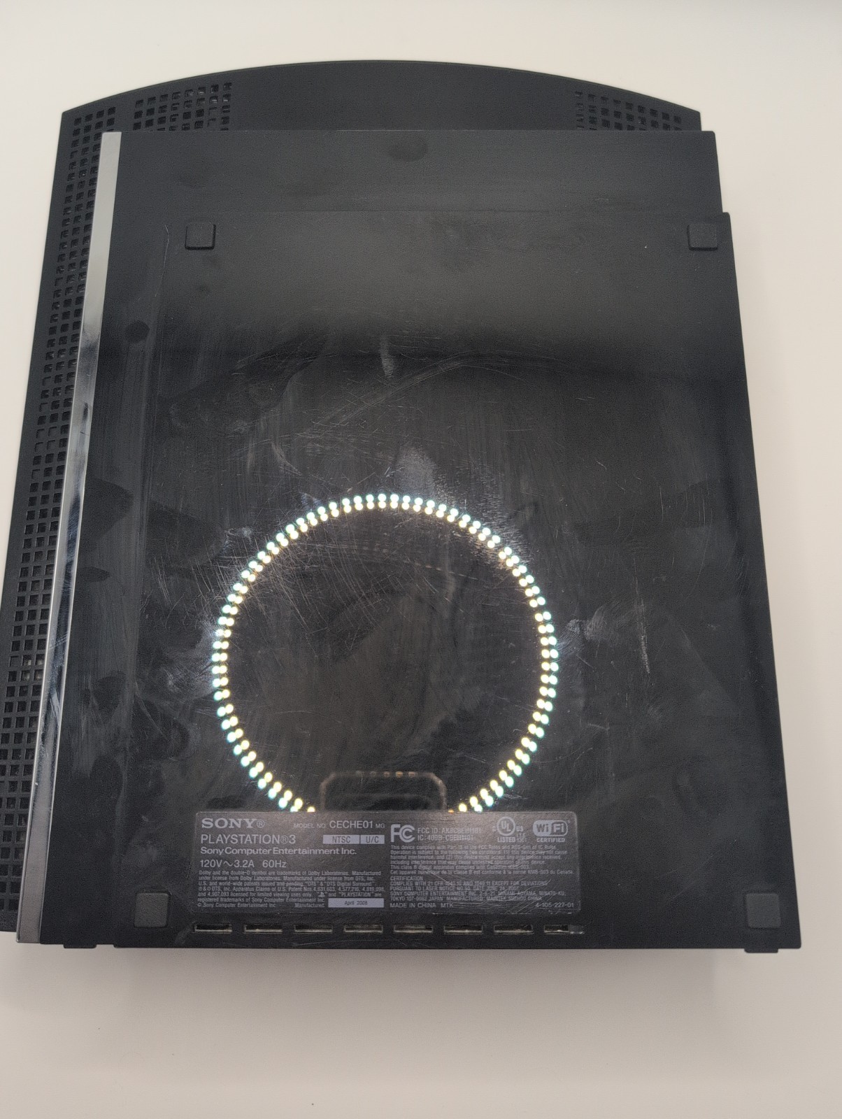 PS3 Fat CECH03 Backwards Comp. Console Only w/Cables Works 2 Day Handle