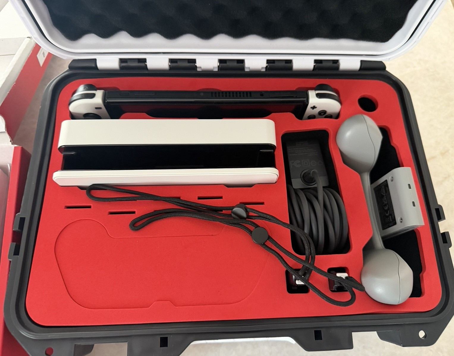 Bundle – Nintendo Switch OLED 64GB White Joy-Con w/ Extra Grip and Hard Case