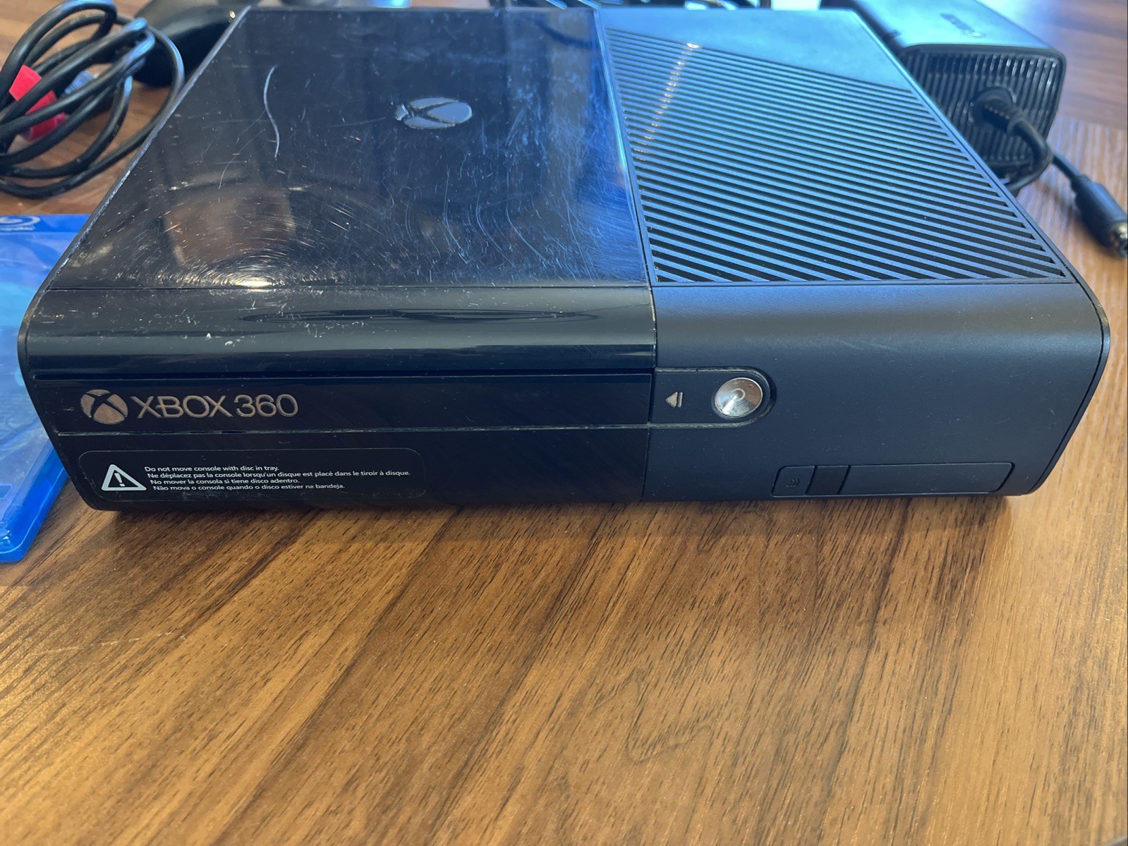 Microsoft Xbox 360 E Console W/Cords + Controller Glossy Black No Hd