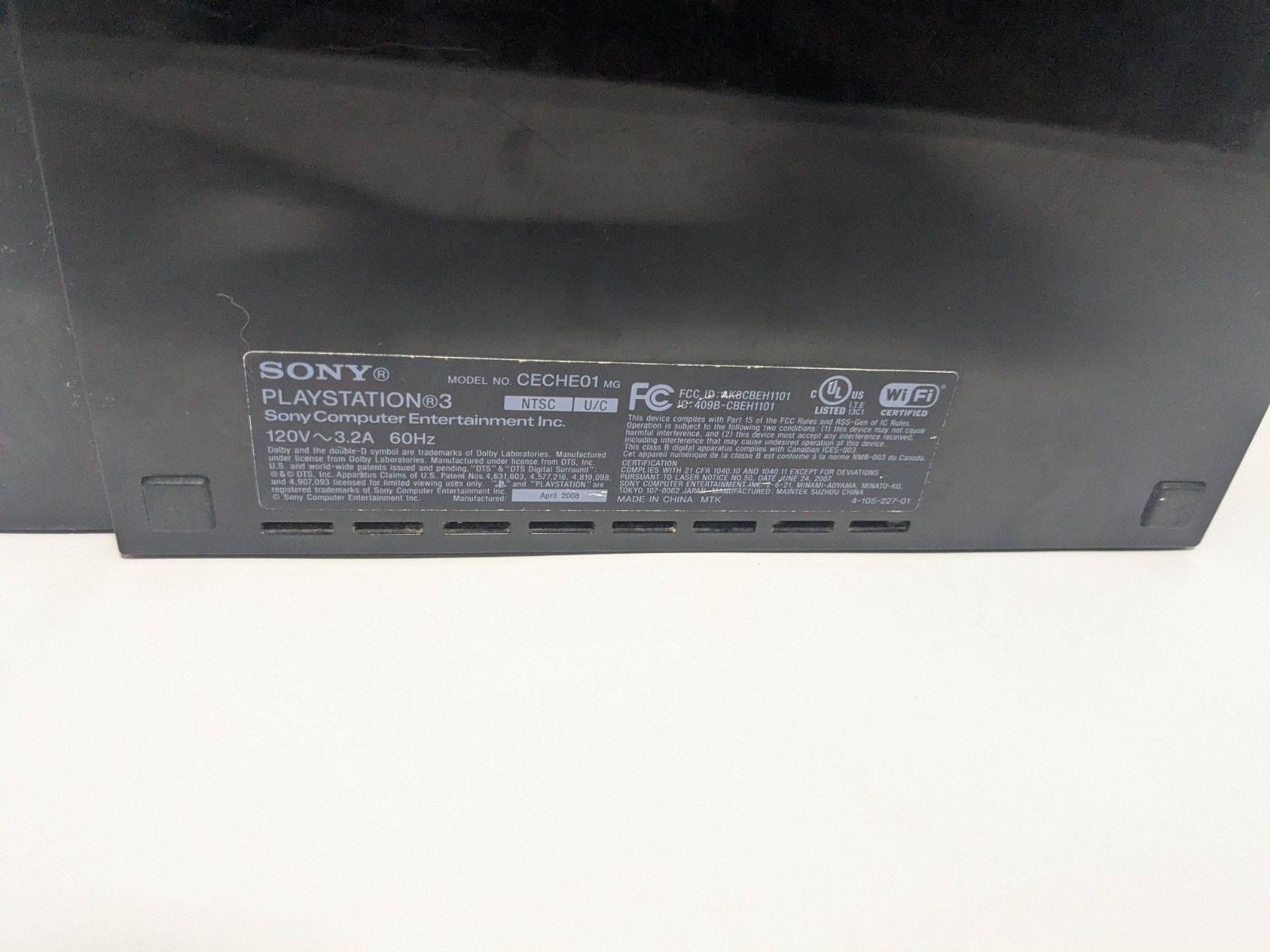 Sony Playstation 3 PS3 CECHE01 Backwards Compatible As Is For Parts (No Power)