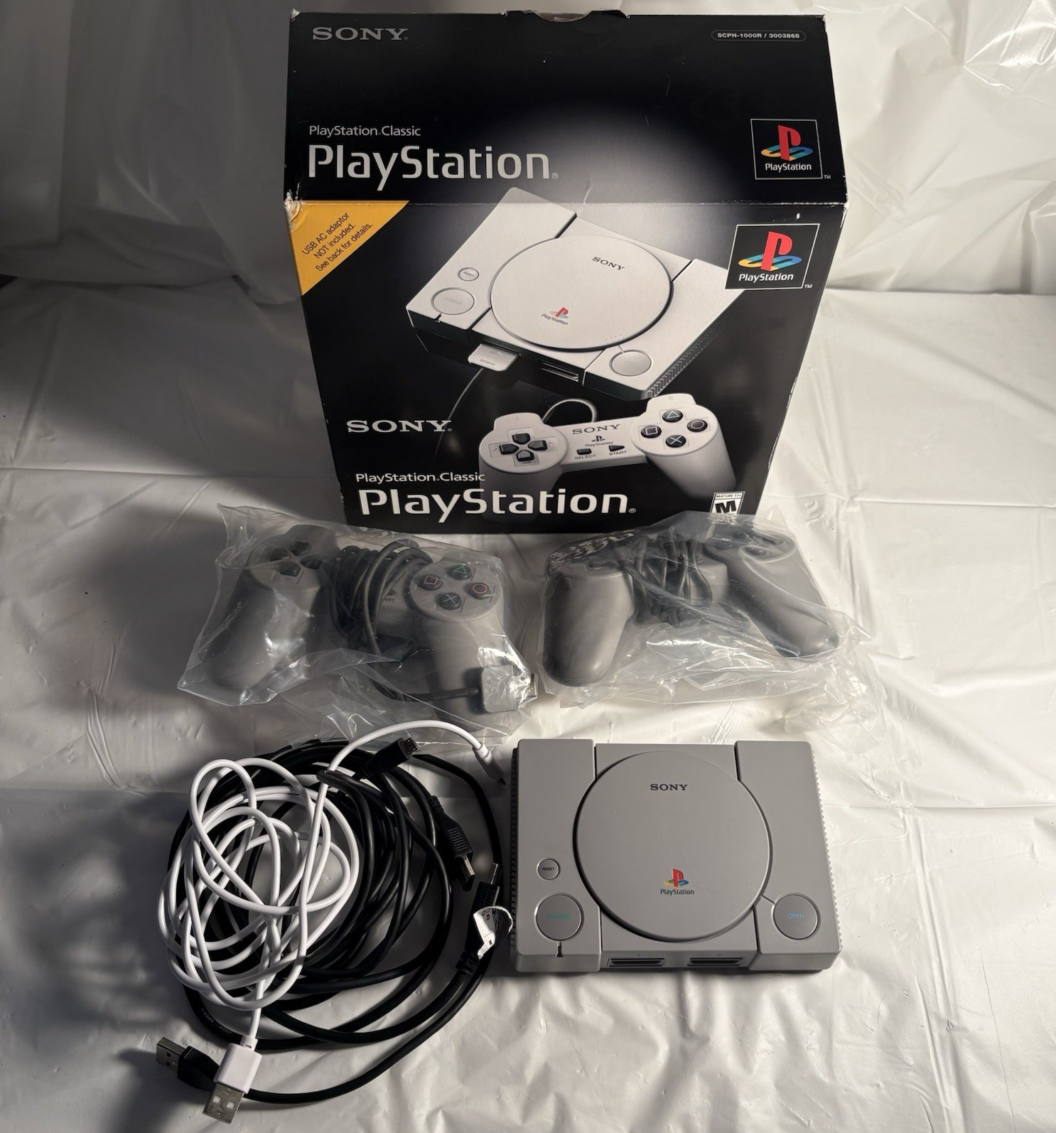 Sony PlayStation Classic Gray Microconsole SCPH-1000R 2 Controllers Cables 2018