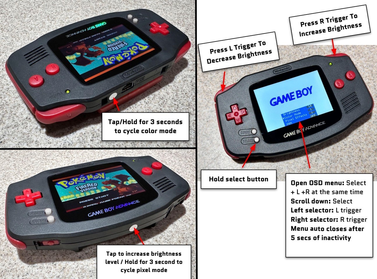 Nintendo Game Boy Advance GBA V5 IPS LCD ALL WHITE USB-C Rechargeable Battery